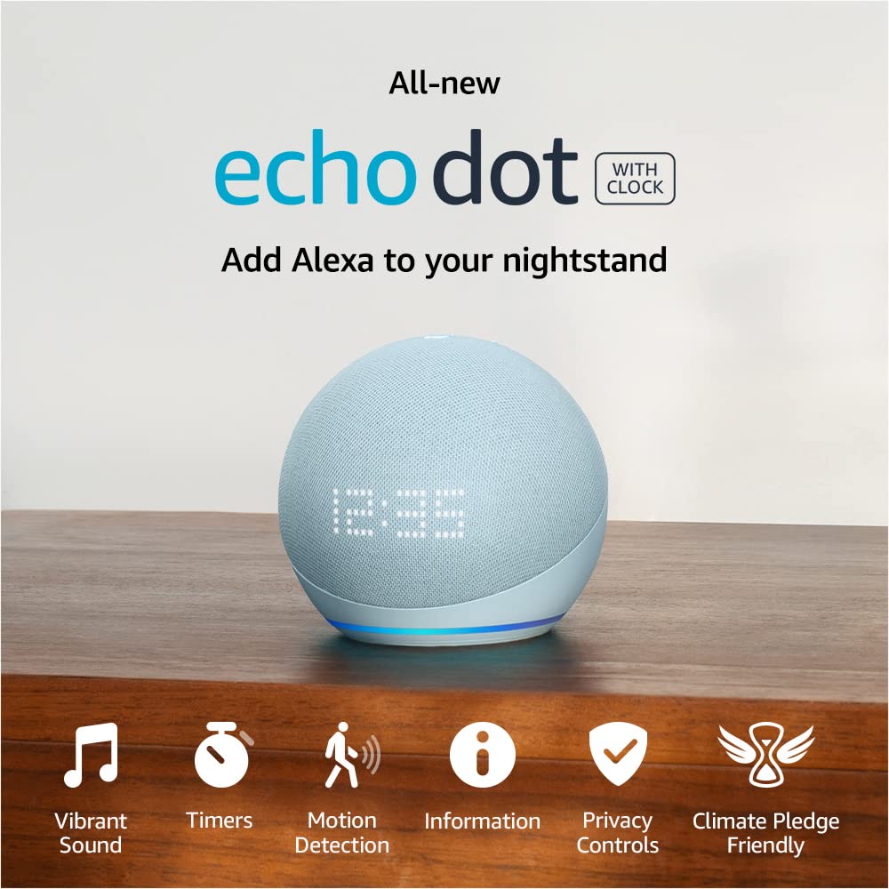 Echo Dot Smart Speaker with Clock - 2022 Release