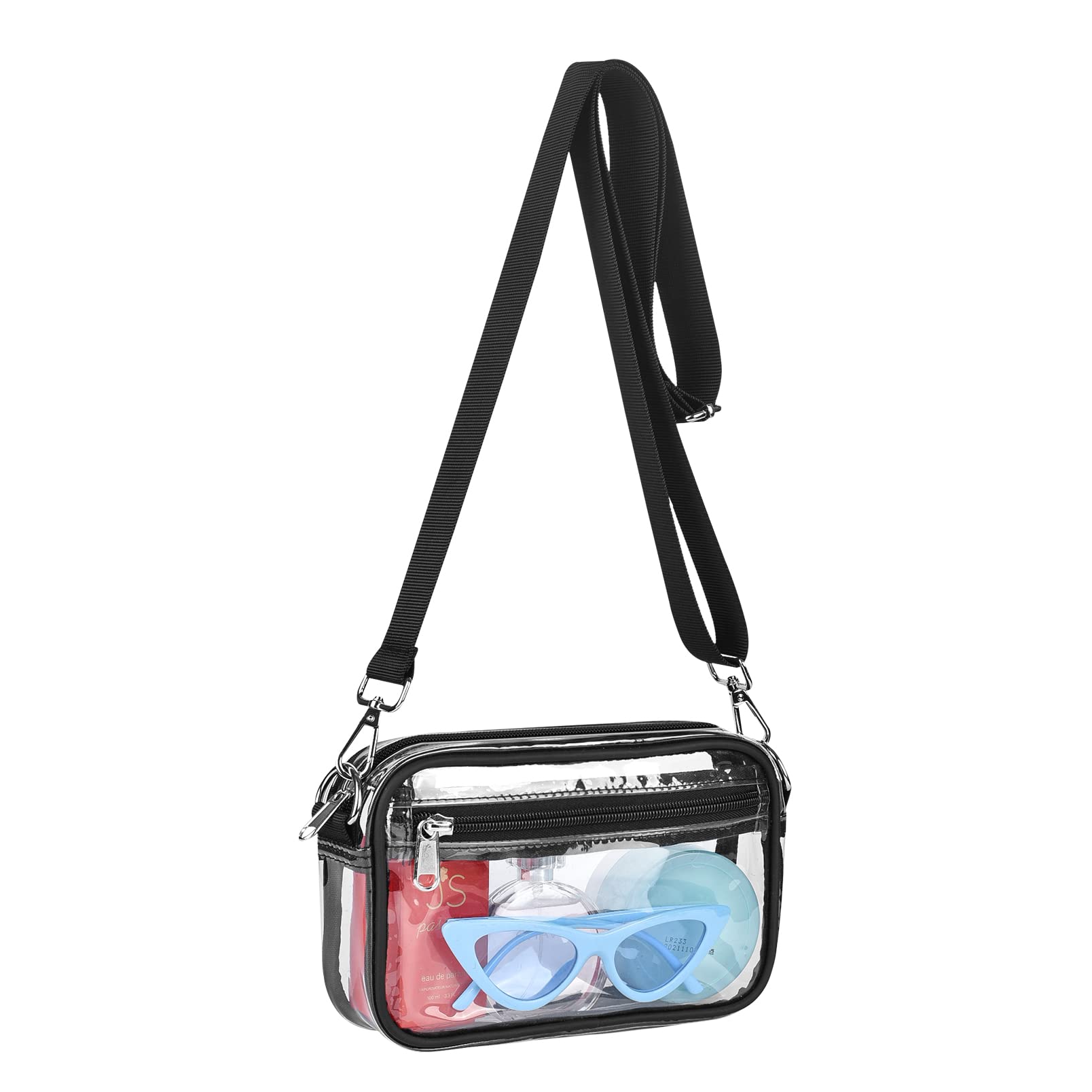 Clear Crossbody Messenger Shoulder Bag Clear Purse Stadium Approved  Suitable for Work, Travel, Workout, Concerts or