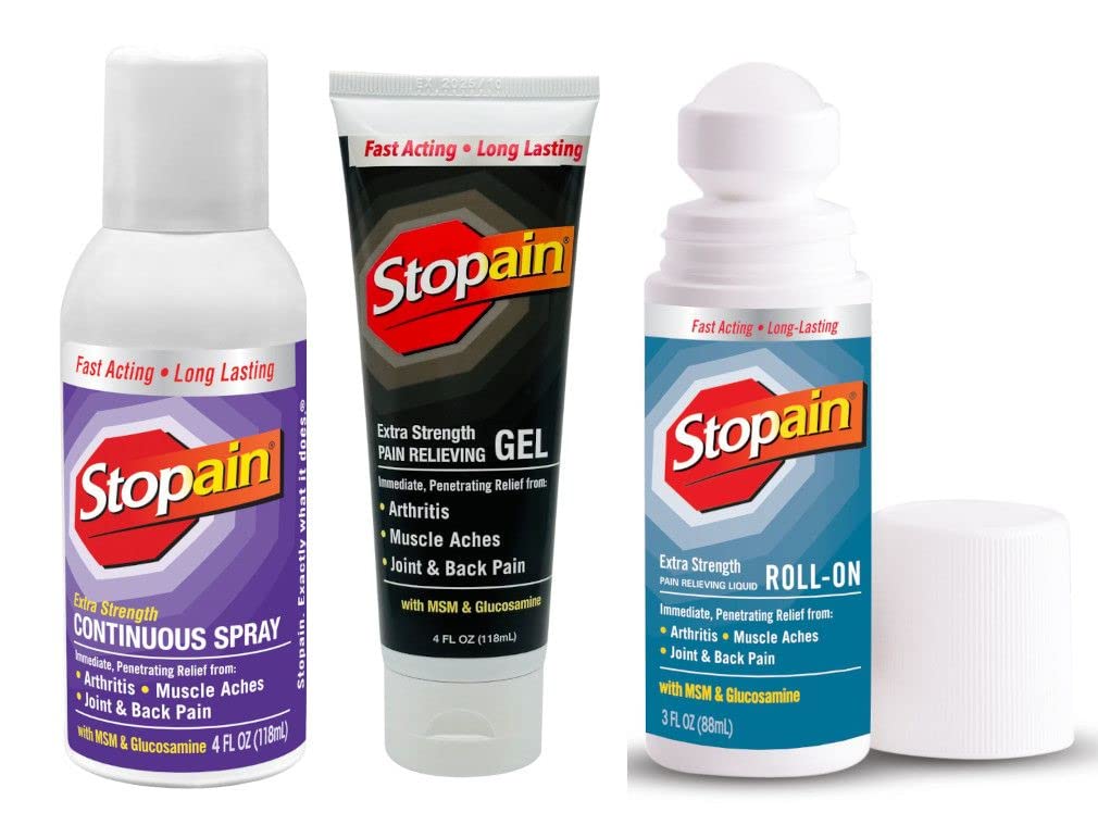 Stopain Pain Relief Combo Set (Gel Roll On Spray) USA Made Max Strength