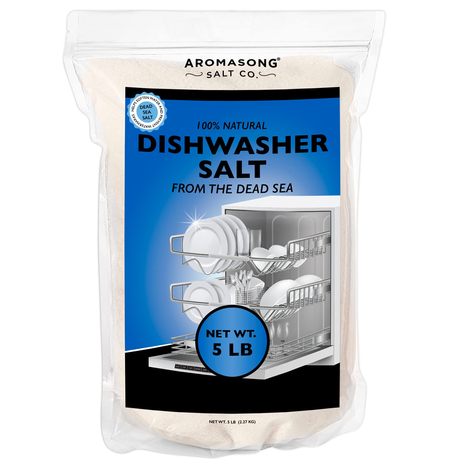 Aromasong Low Sodium Sea Salt 13 OZ. Salt Shaker 100% Natural Fine Grain  Dead Sea Potassium Chloride with Dead Sea Salt.