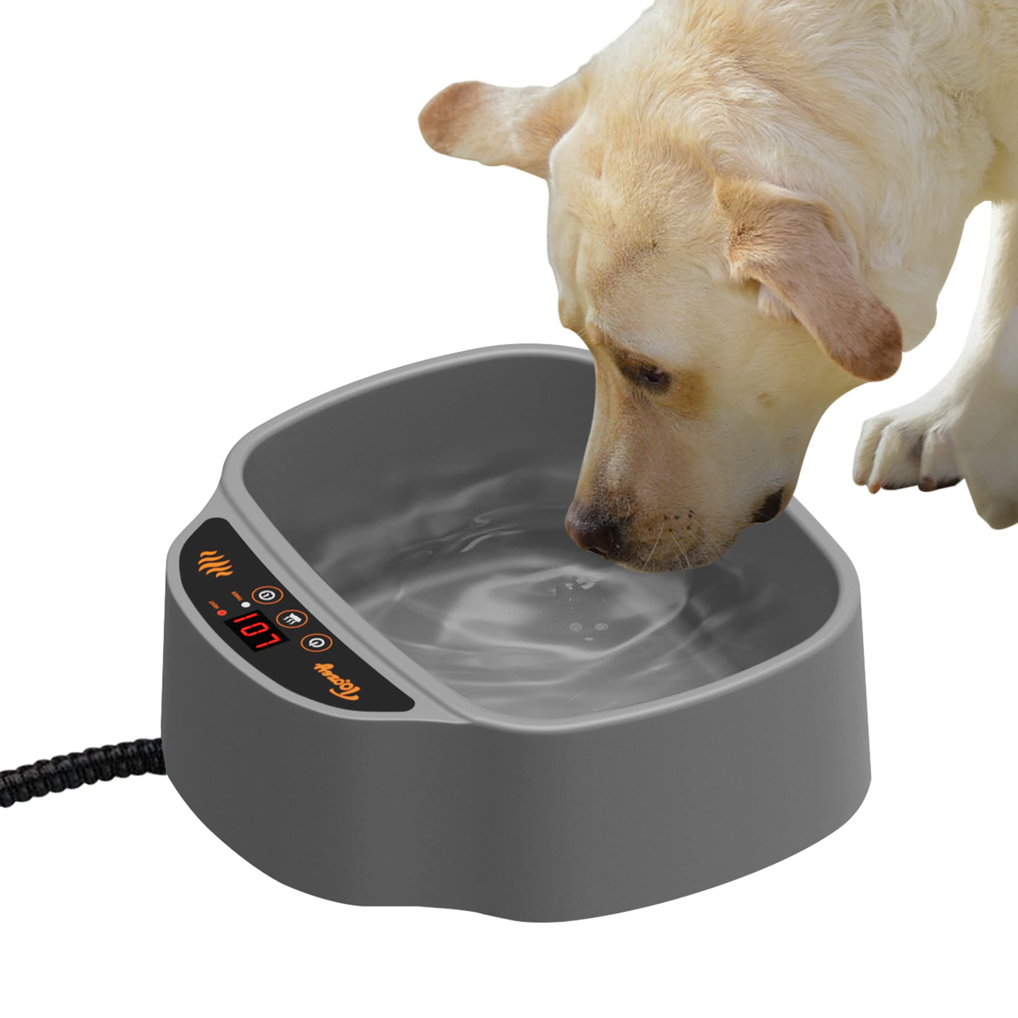 Toozey Heated Dog Bowl, 2 Adjustable Temperature Heated Water Bowl with  Timer, Outdoor Heated Pet Bowl with Chew Resistant Cord, 85OZ Winter Heated  Water Dish for Cats, Dogs, Chickens, Squirrels Grey