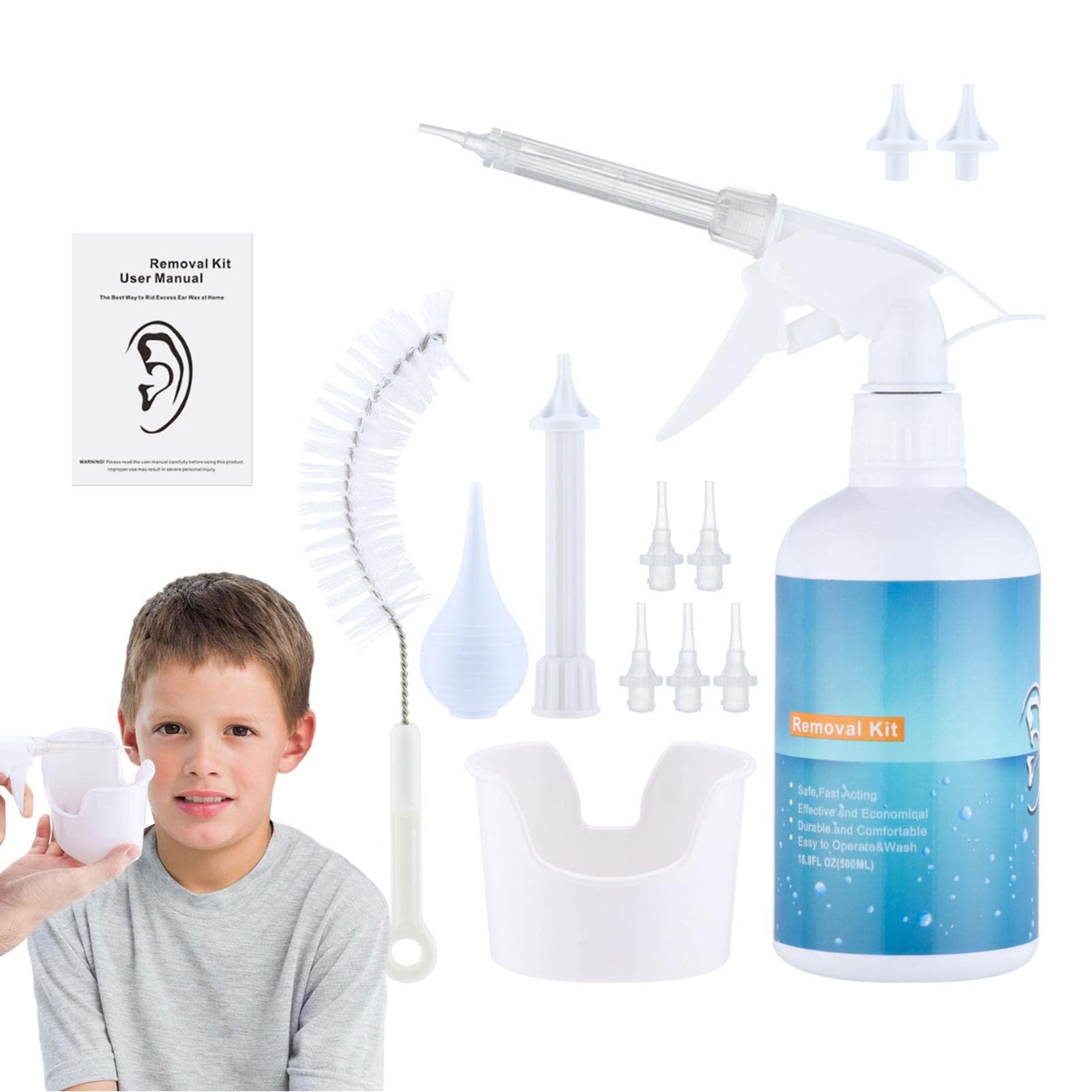 Ear Wax Removal Tool, Ear Cleaning Kits Safe Ear Irrigation Kit Ear Flush  Kit for Adults Kid, Ear Wax Washer Device Easy to Operate, Includes Basin