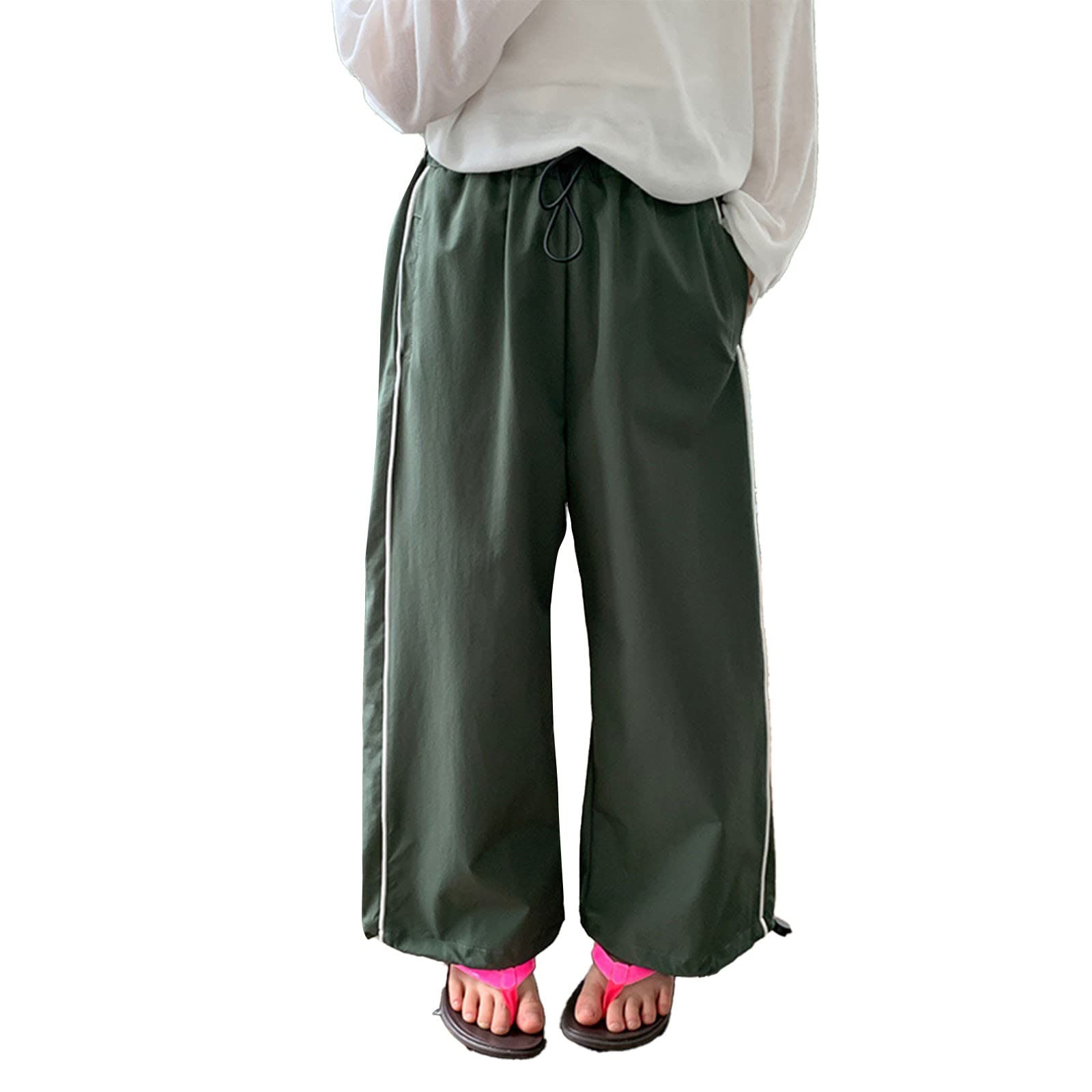 Rolanko Parachute Pants for Girls Y2K Cargo Trousers with Pockets Harajuku  Jogger Pants Kids 4-14