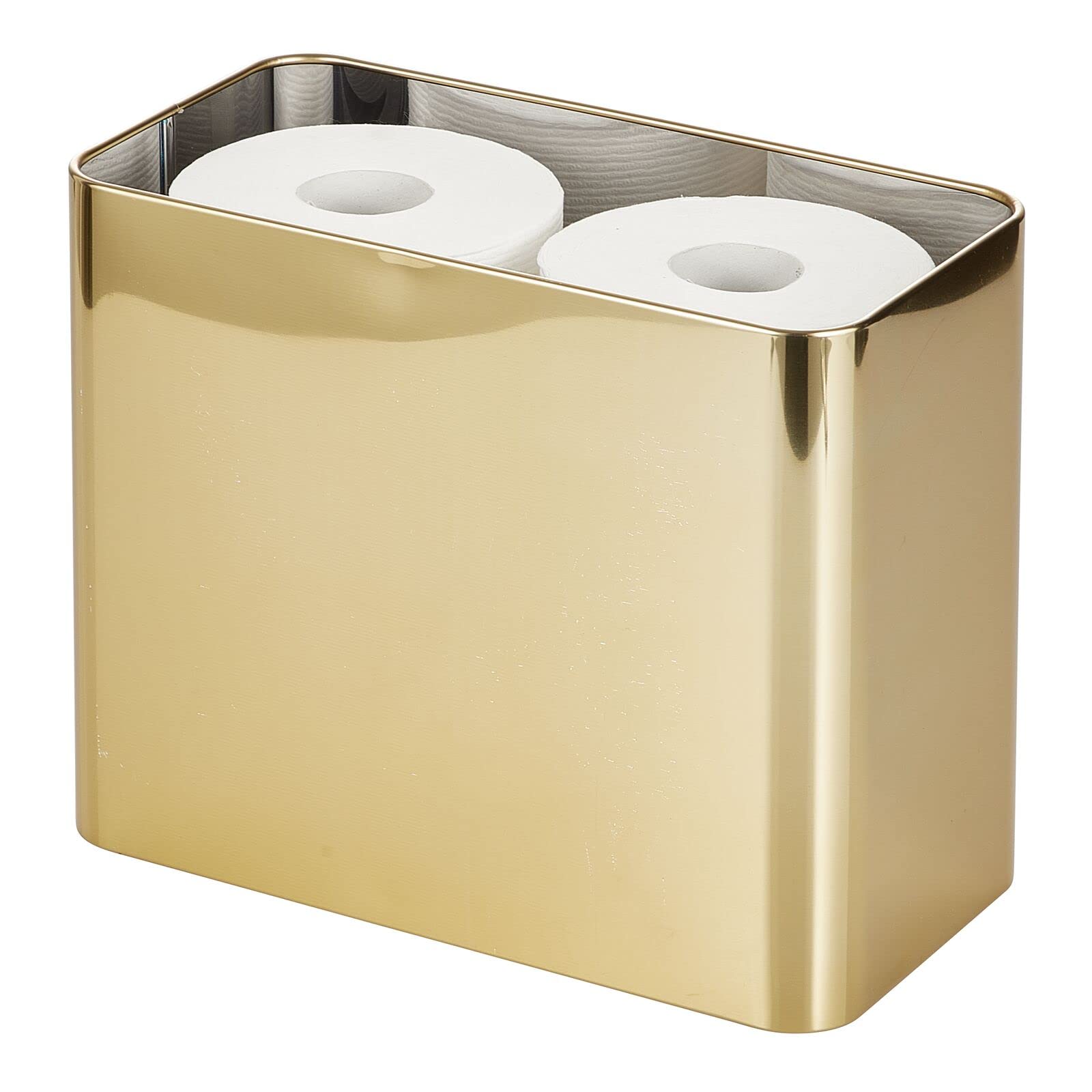 mDesign Deep Steel Floor Stand Toilet Paper Organizer, 4-Roll