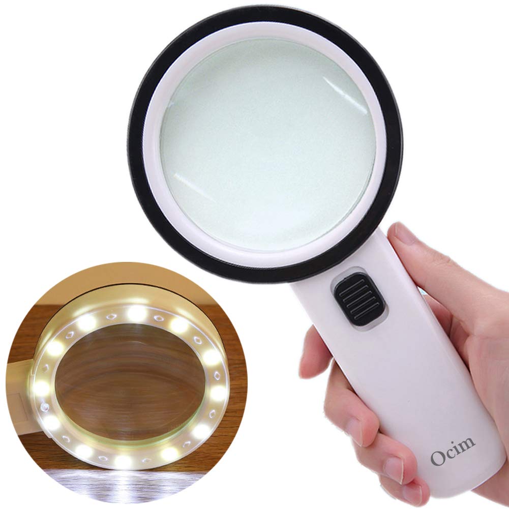 Magnifying Glass with Light,30X High Power Jumbo Lighted Magnifiers Lens  for Seniors Reading Small Print