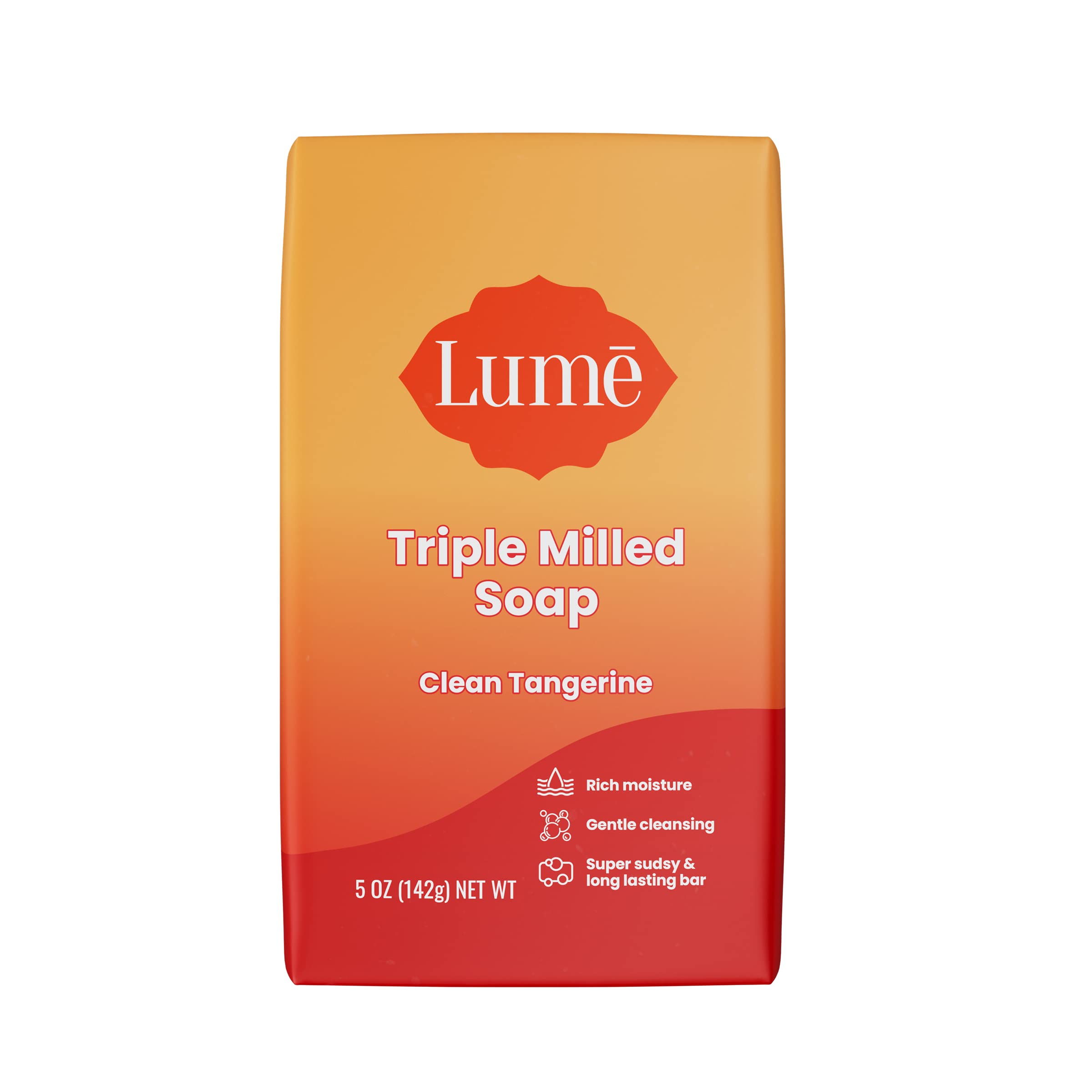 Lume Triple Milled Soap - Rich Moisture & Gentle Cleansing - Paraben Free  Phthalate Free Skin Safe - 5 ounce (Clean Tangerine) Clean Tangerine 1  Count (Pack of 1)