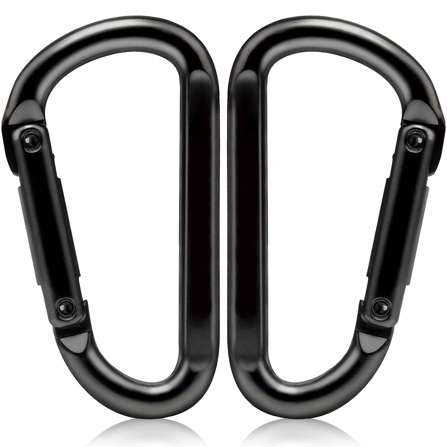 Caribeener Carabiner Clip, 860lbs, 3 Iron Heavy Duty Carabiner, D Shape  Buckle - Keychains, Camping, Hiking Accessories, Carabiners for Locking Dog  Leash, Harness, Yoga Swing, Gym etc, Black, 2 PCS