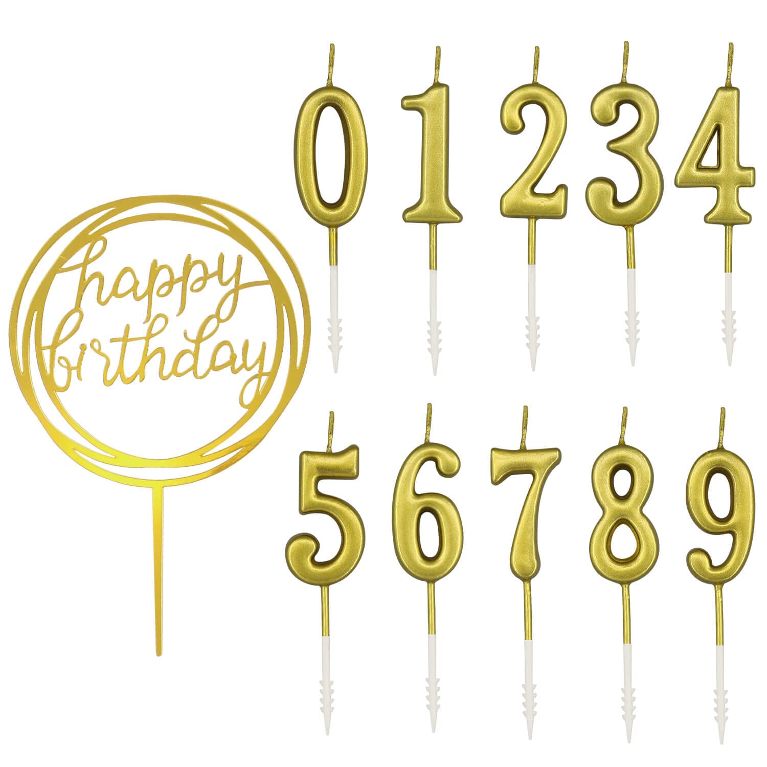 Gold Cake Topper Gold Cake Decorations, Happy Birthday Candles