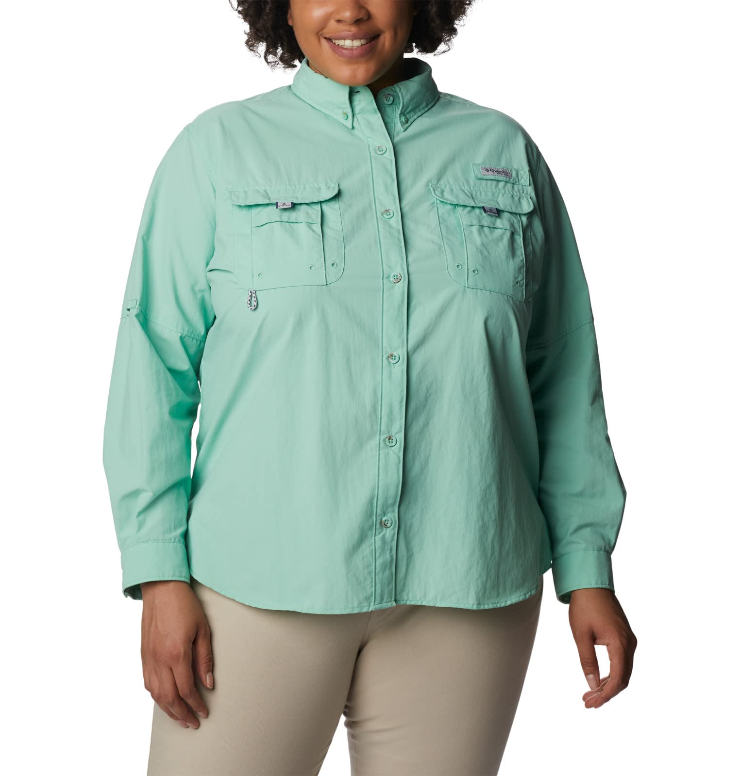 Columbia Women's PFG Bahama Ii UPF 30 Long Sleeve Fishing Shirt Kelp X-Large