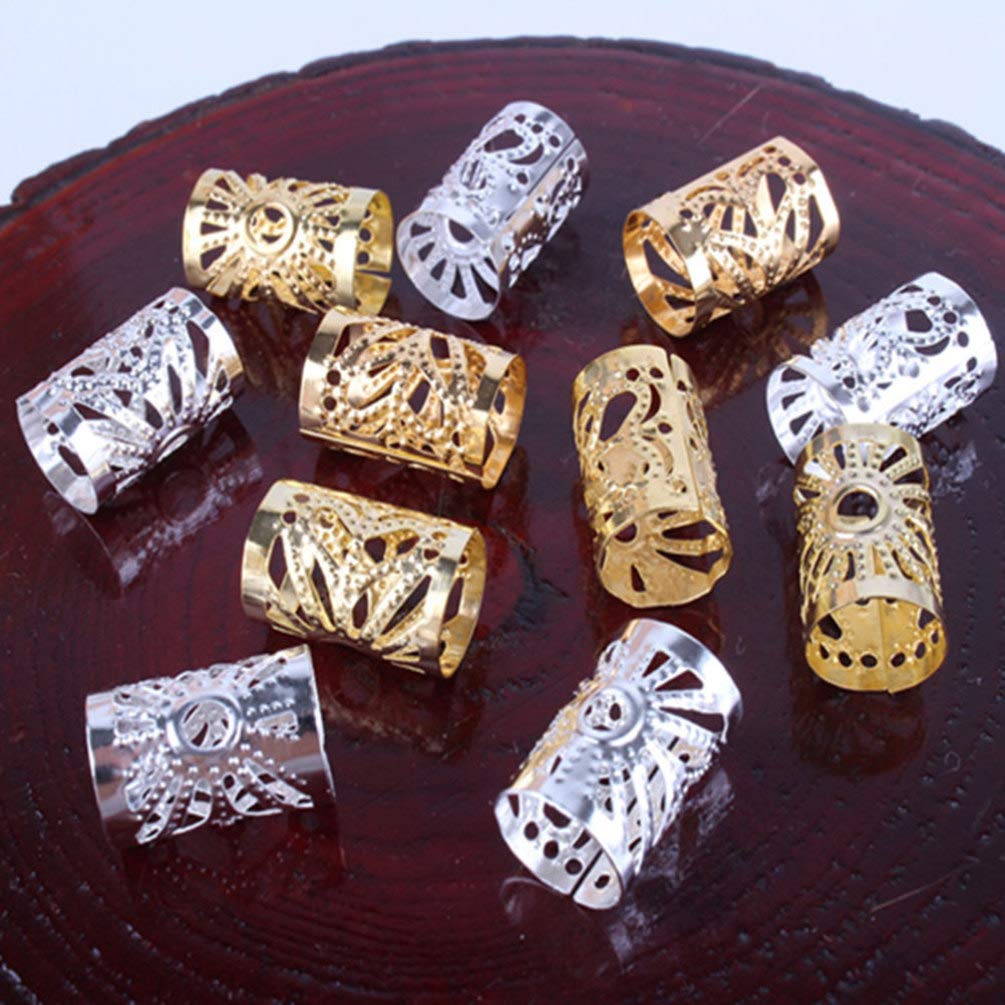 100pcs Dreadlocks Braiding Beads Silver Gold Hair Coil Dreadlocks