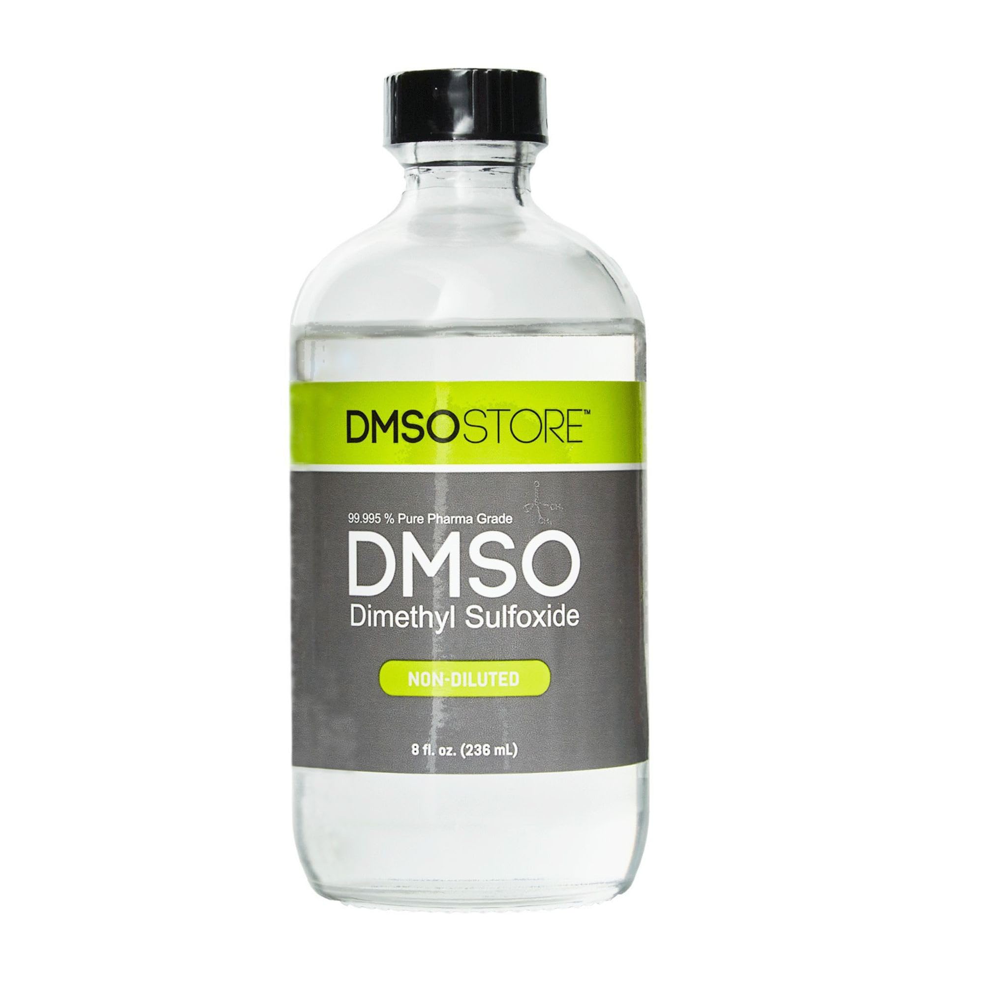 DMSO 8 oz. Liquid in a Glass Bottle Pure 99.995% Pharma Grade Non-Diluted  Low Odor Dimethyl Sulfoxide