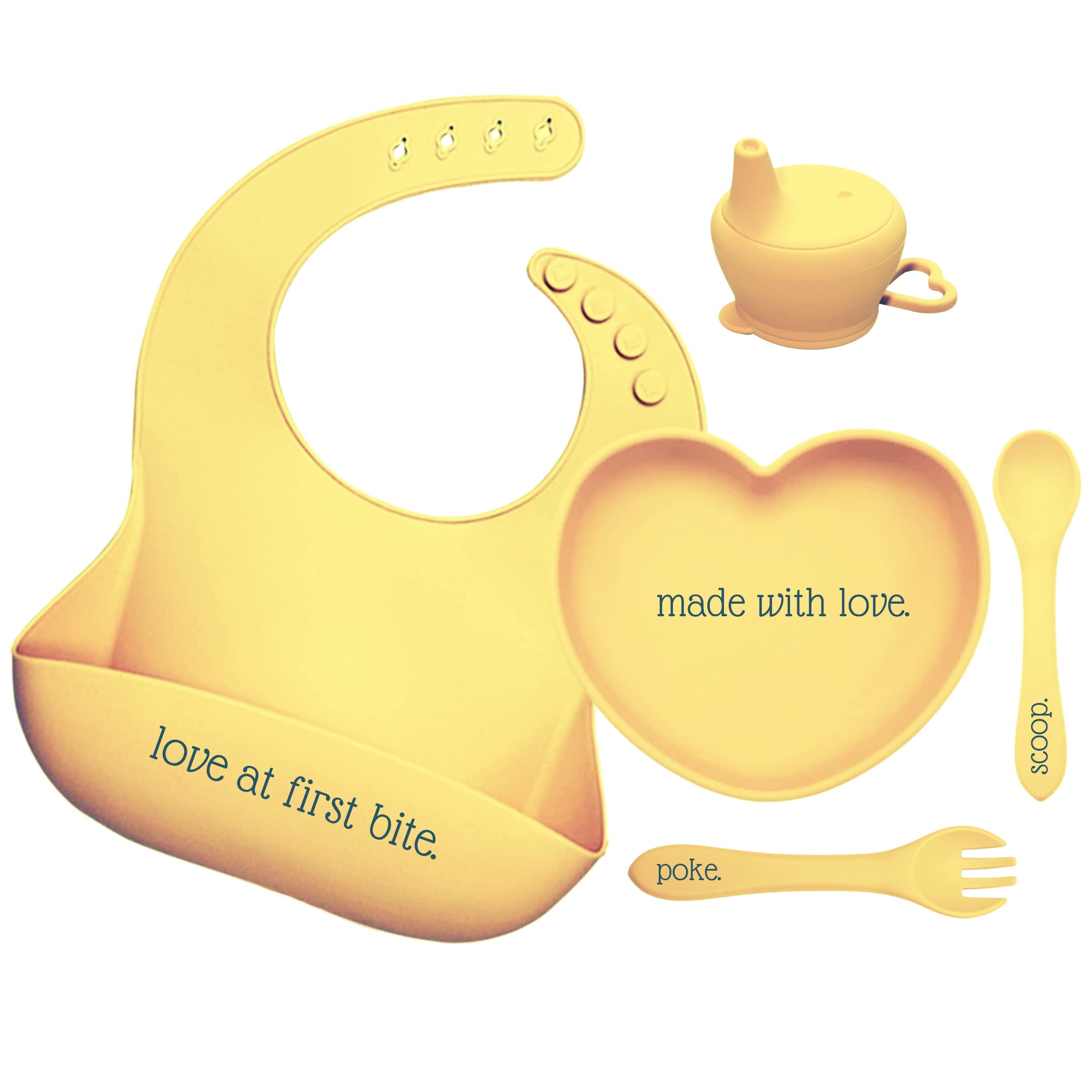 Baby Feeding Set Silicon Plate, Bowl, Bib, Sippy Cup, Fork, Spoon