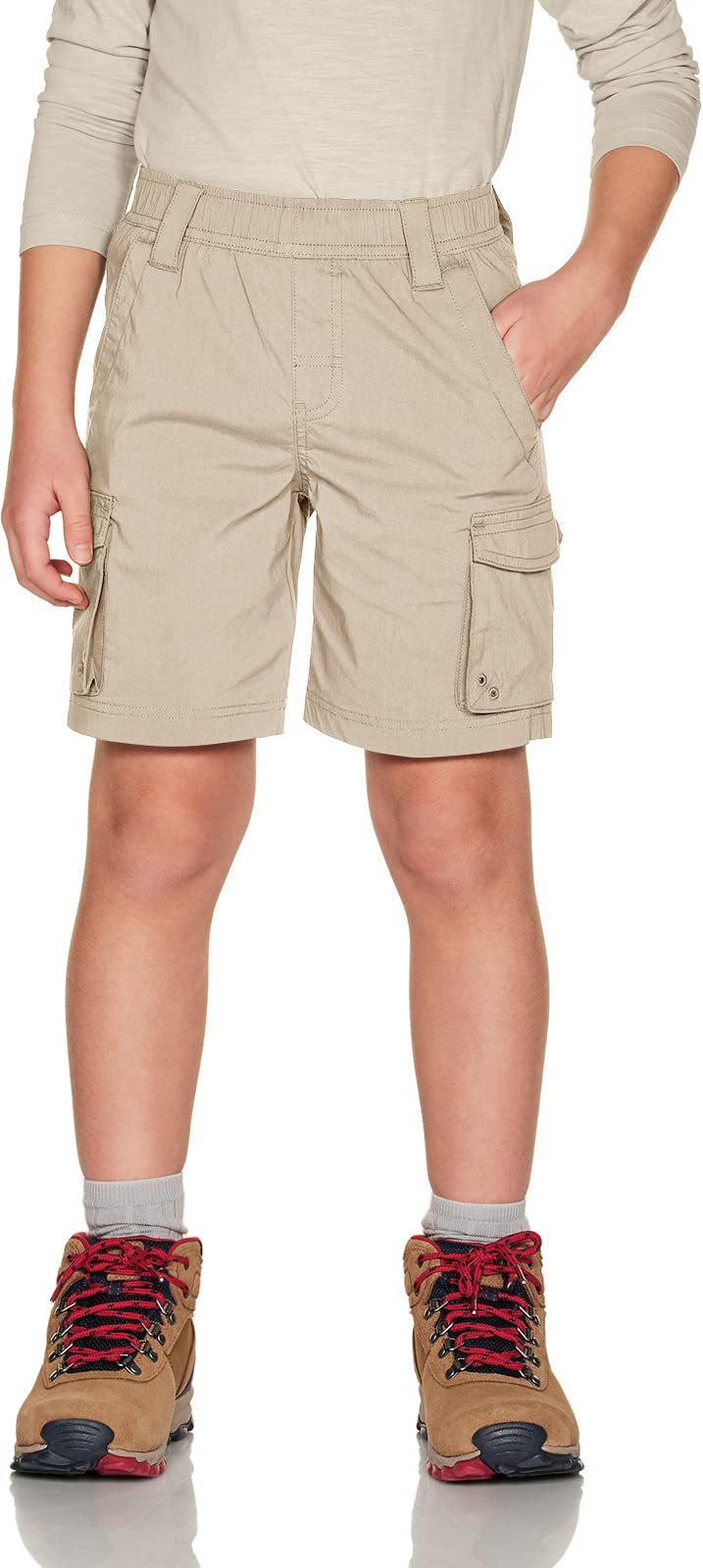 CQR Kids Youth Pull on Cargo Shorts, Outdoor Camping Hiking Shorts,  Lightweight Elastic Waist Athletic Short