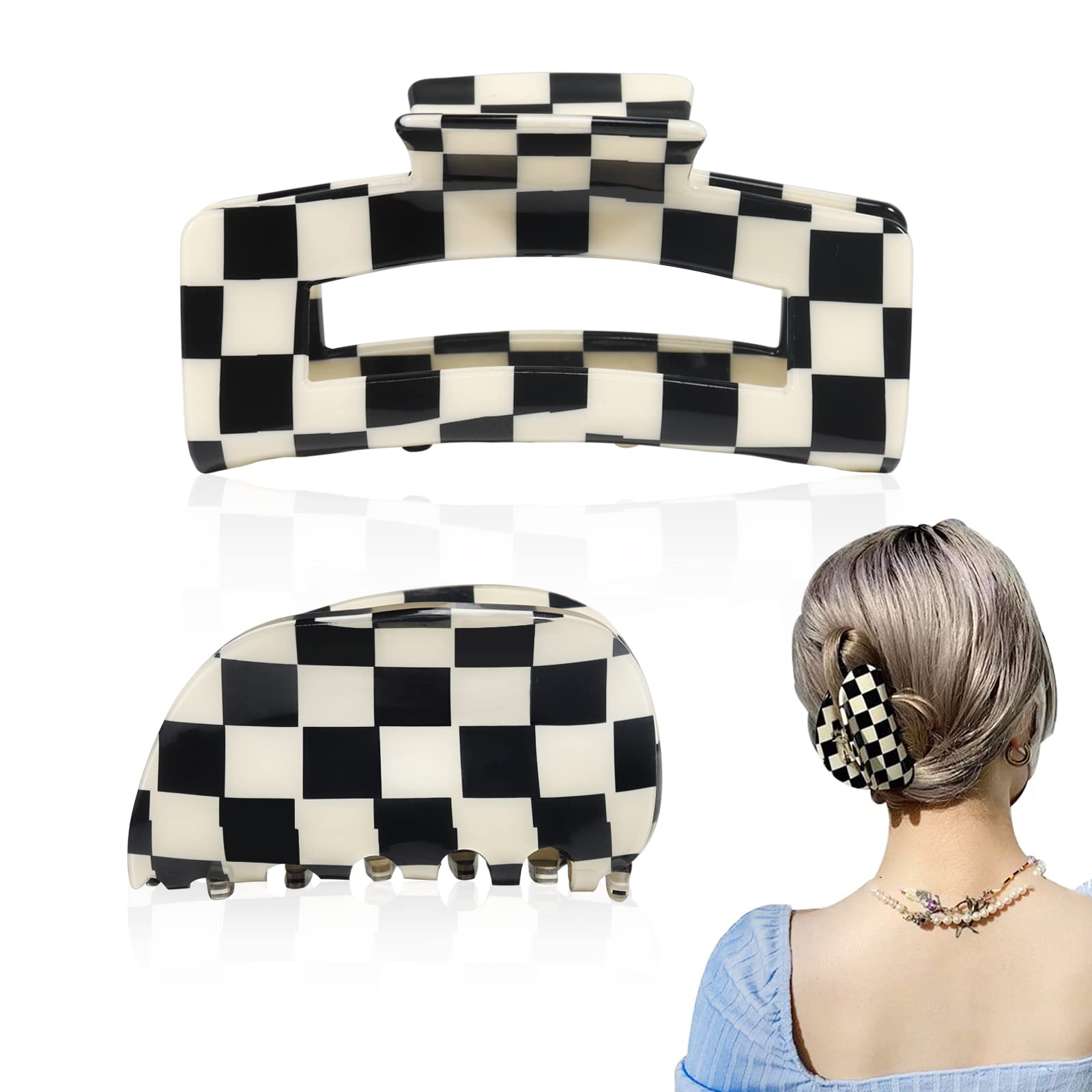 PVC Black and White Checkerboard Hair Claws New Half Circle Hair Clips for  Women Girls Hairpins Simple Hair Accessories Headwear - AliExpress