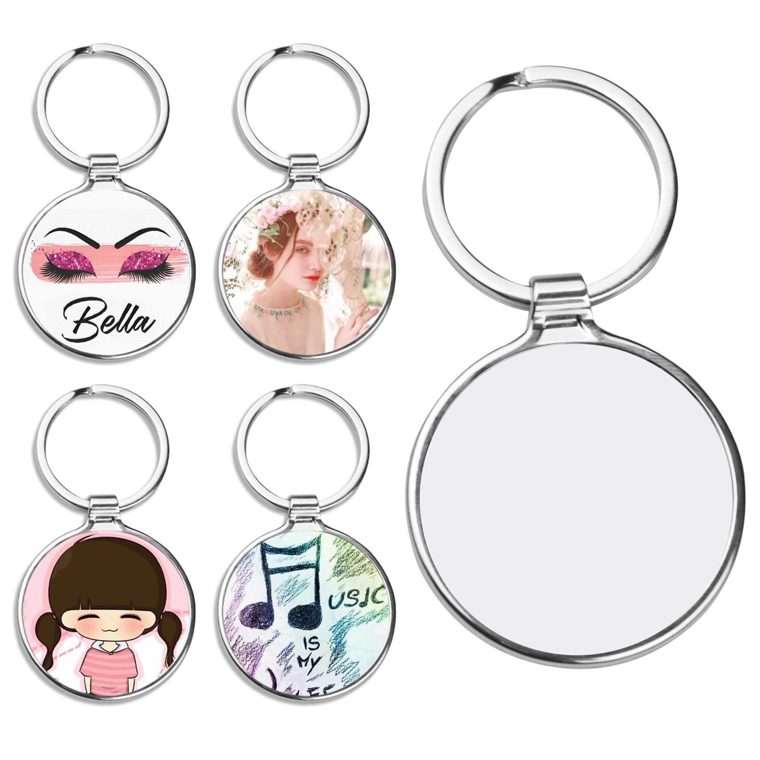 O BOSSTOP 10PCS Sublimation Blanks Keychains Metal Round Key Rings