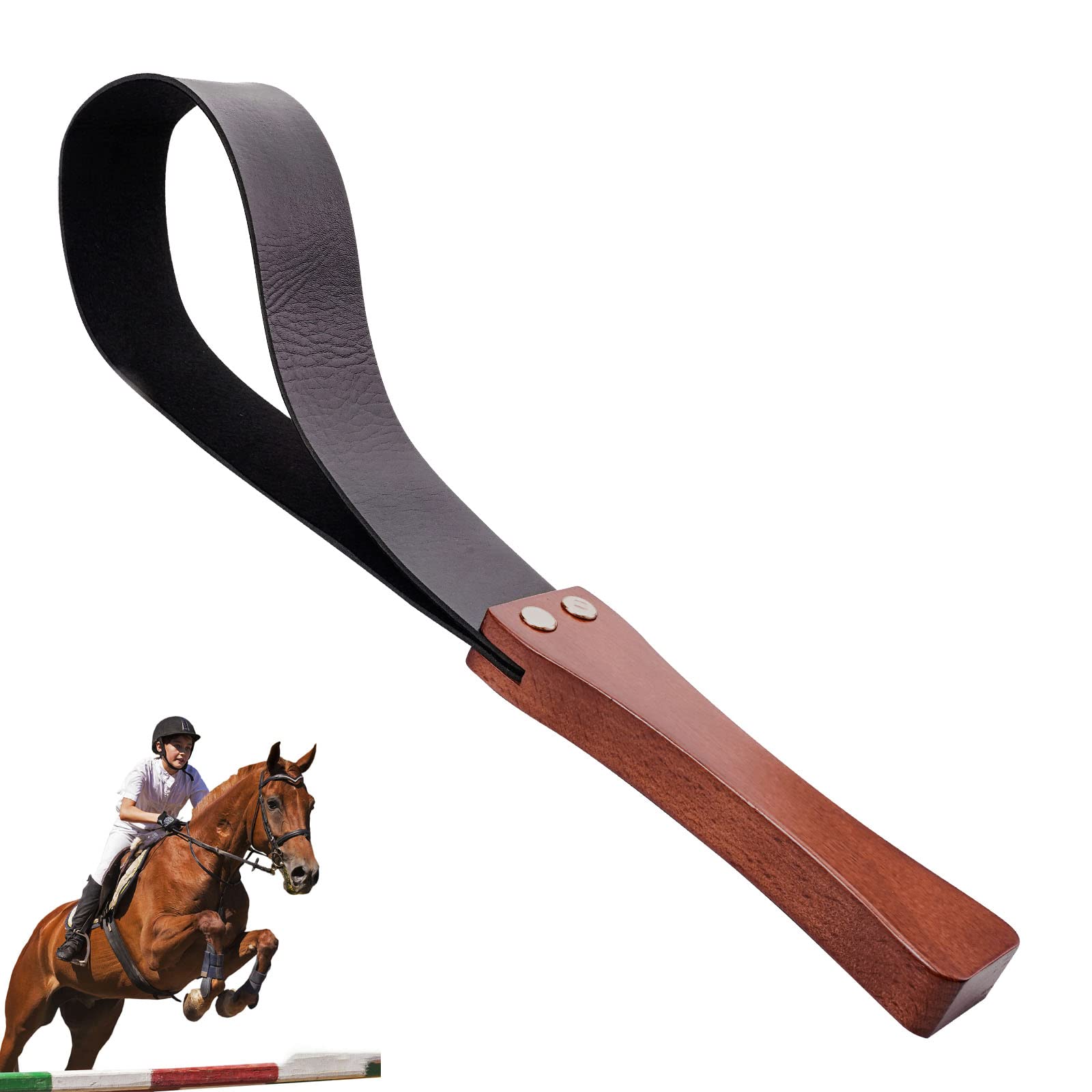 Mduoduo Riding Crop for Horses, Durable Leather Paddle 18 inches