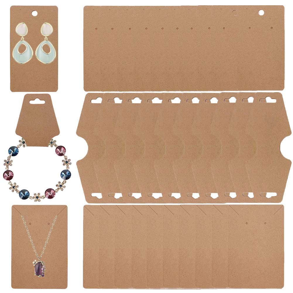 Suponey 150 Pcs Earring Cards Necklace Cards Bracelet Cards Earring Holder  Cards Necklace Display Cards Kraft Paper Tags for Jewelry Display