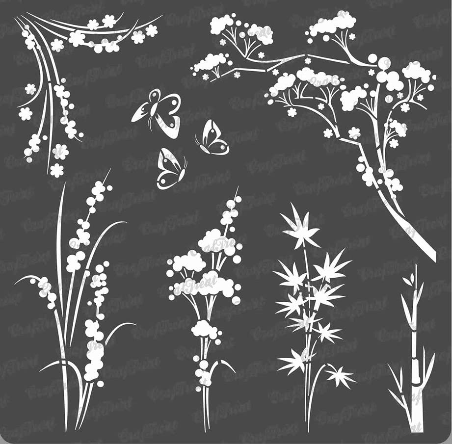 CrafTreat Floral Tile Stencil for Painting and Crafting - 6 inchx6 inch, Size: 6 x 6, Clear