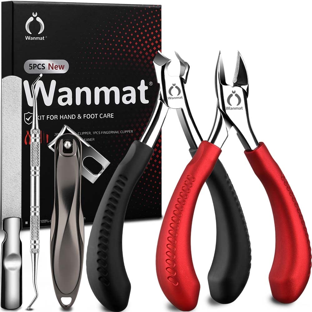 Toe Nail Clippers, Podiatrist Toenail Clippers for Thick Nails for Seniors  for Men Wanmat (Black)