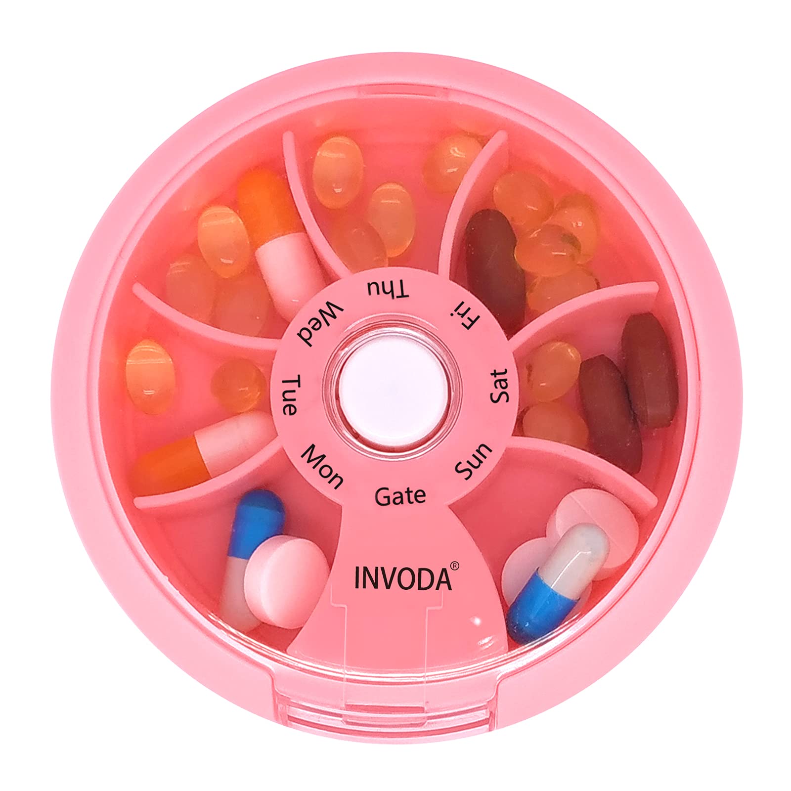 Pill Organizer Case, Weekly Floral Pill Box Compact Size for