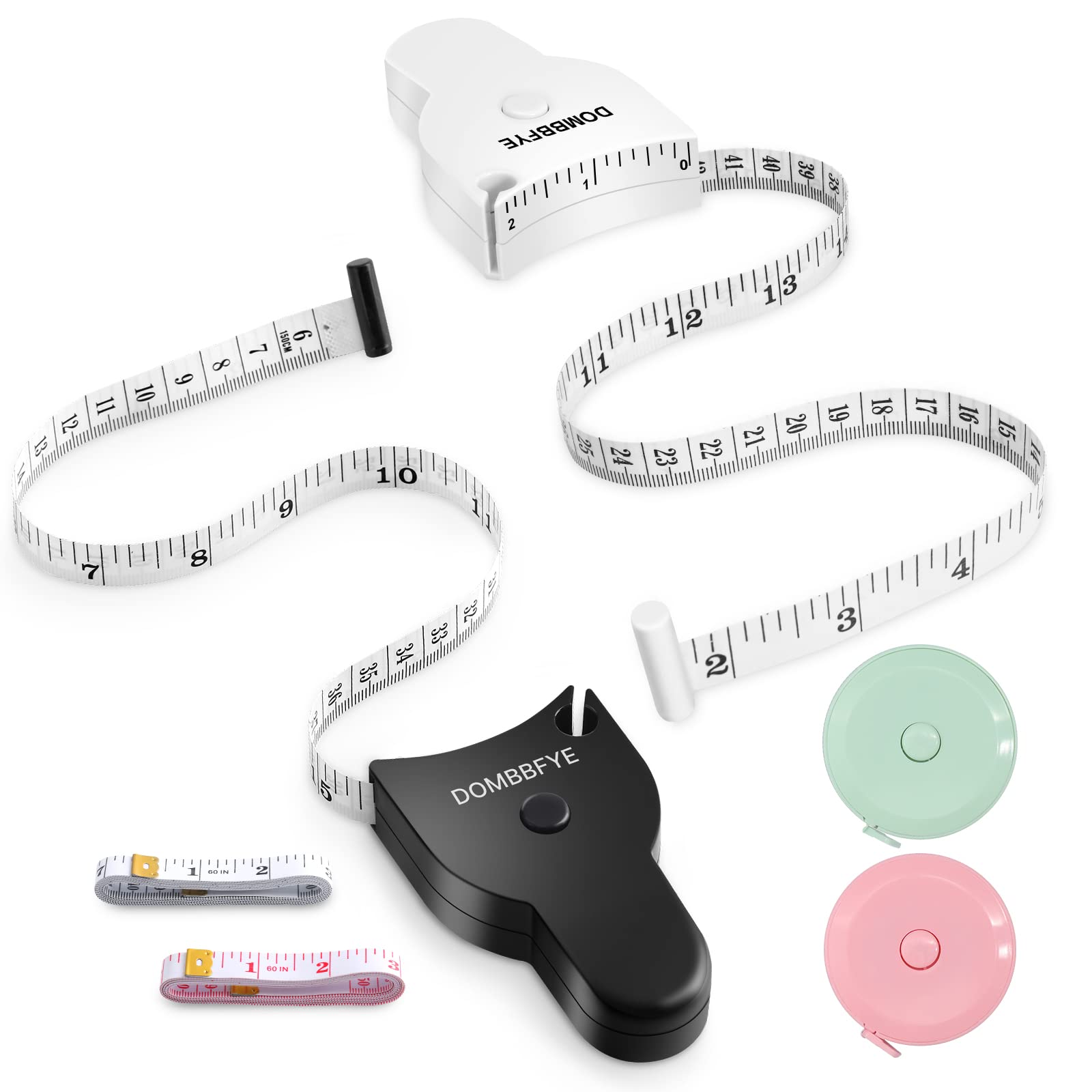 6 Pieces Body Measure Tape 60inch (150cm), Tape Measure Body Measuring  Tape, Retractable Push Button and Double Scale, Measuring Tape for Body  Measurements, Weight Loss, Sewing, Fabric, Cloth Black + White