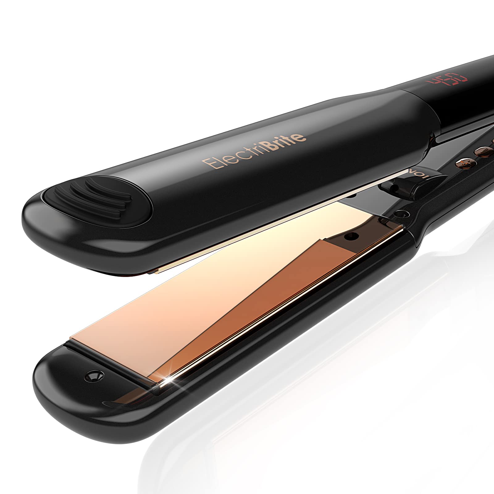 Hair Straightener, Flat Iron Titanium Straightening Iron  Inch Wide  Professional Salon with Ion 3D Floating Plates with 14 Levels Adjustable  Temperature, Suitable for All Hair Types (Black)