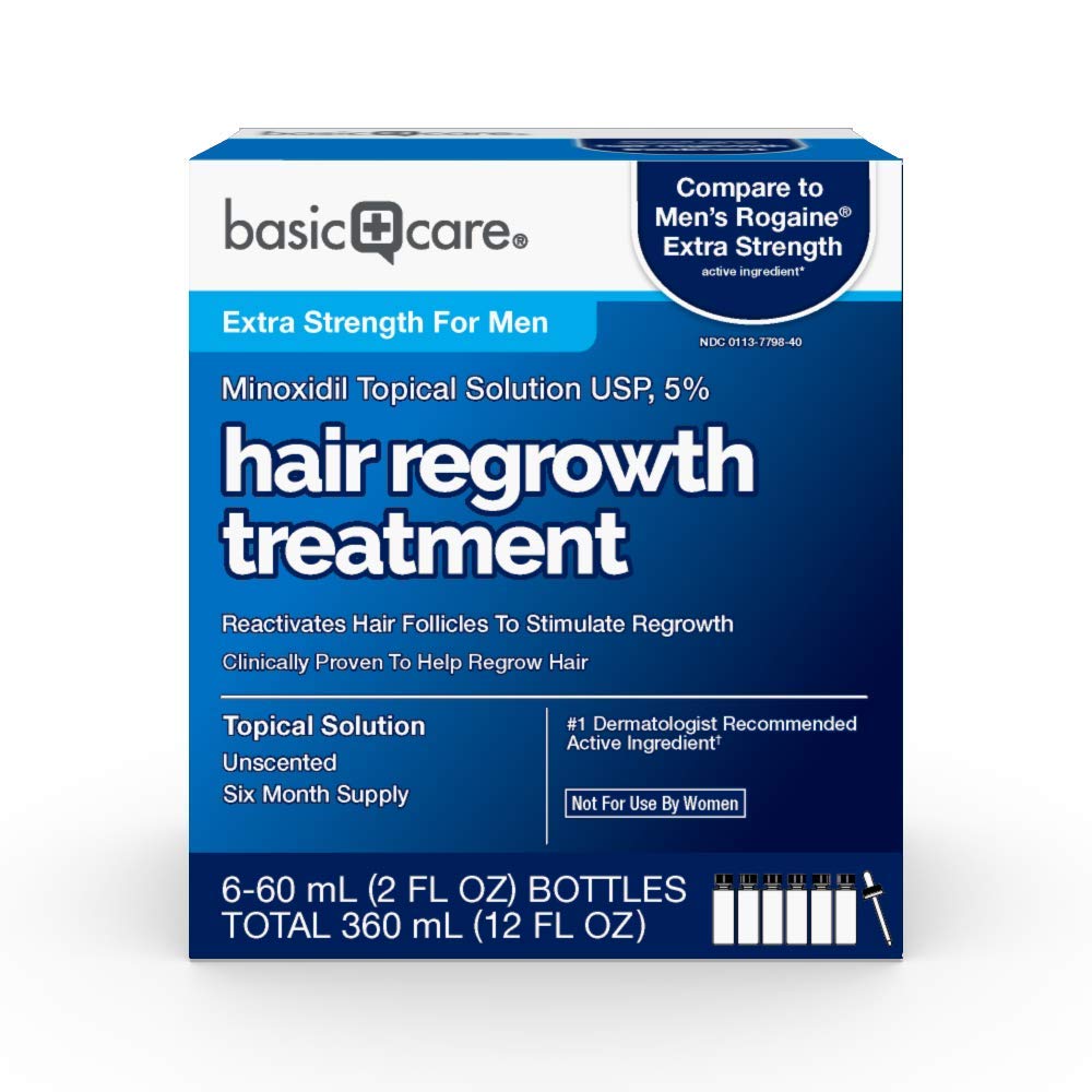Amazon Basic Care Minoxidil Topical Solution 5 Percent, Hair Regrowth for Extra Strength,
