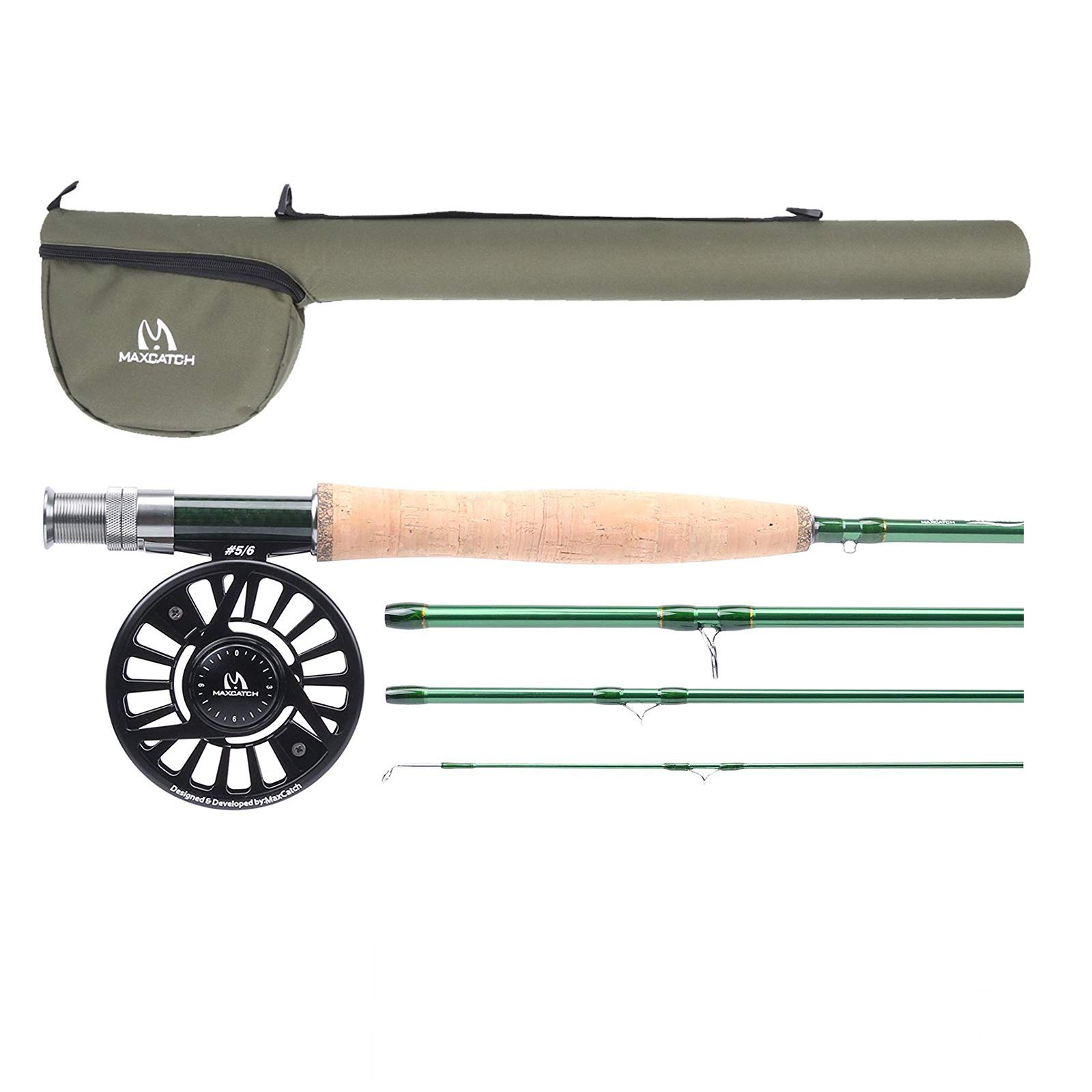 M MAXIMUMCATCH Maxcatch Premier Fly Fishing Rod with Avid Fly Reel and Rod  Case: 3/4, 5/6, 7/8-weight Rod and Reel Combo Black 9ft 8wt rod+7/8wt reel