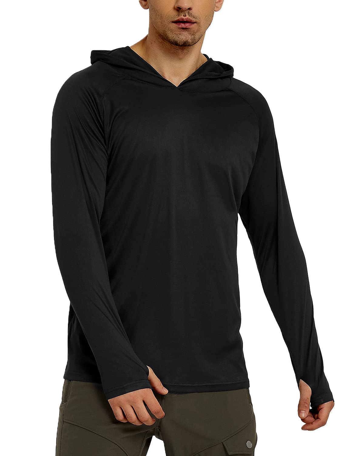 Safort Men's UPF 50+ Sun Protection Hoodie with Pocket Long Sleeve T-Shirt  for Running
