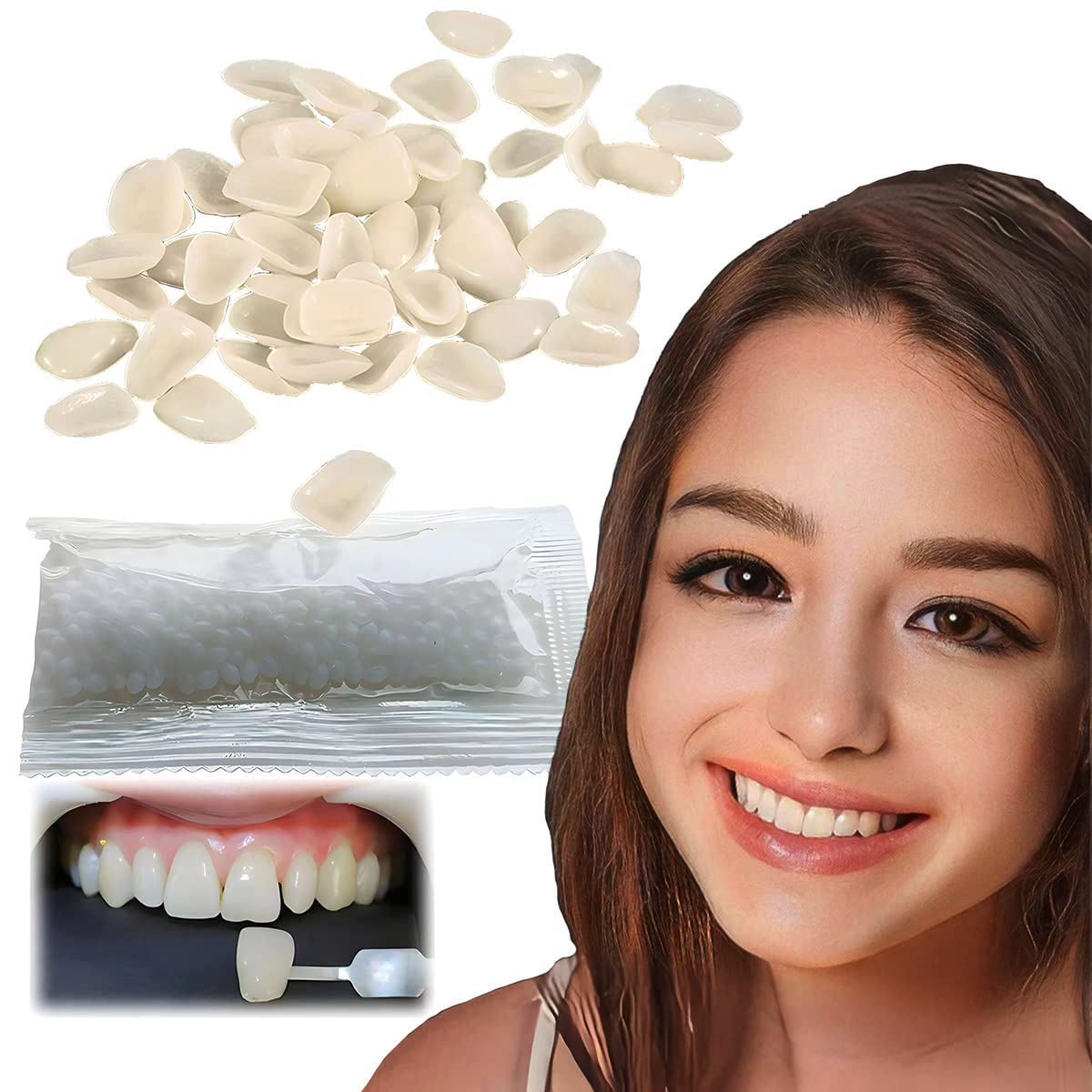 Tooth Repair Kit,DIY Thermal Fitting Beads,Moldable Temporary False  Teeth,Restore Confidence Smile
