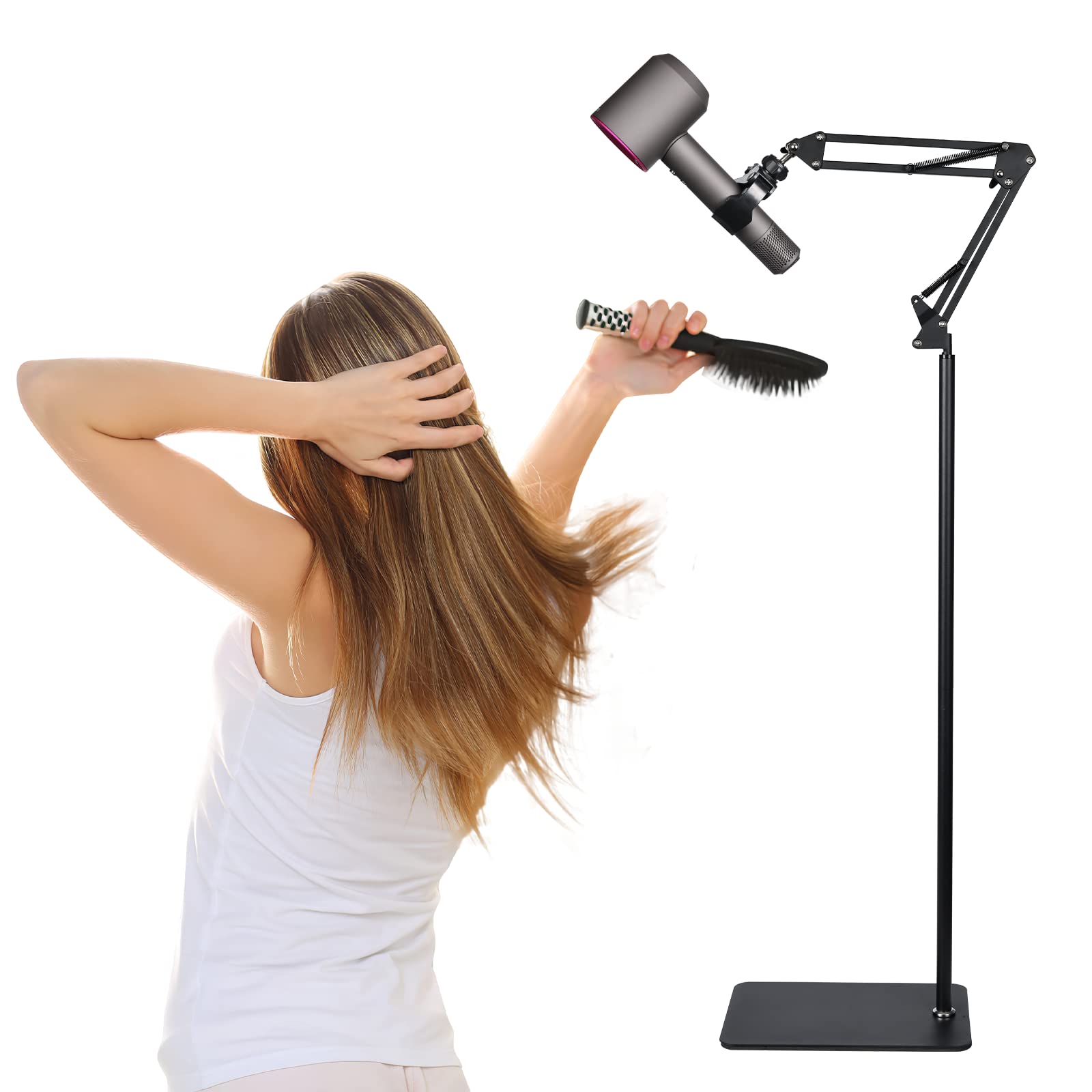 Hair Dryer Stand Hands Free 1.8M Adjustable Hair Dryer Stand Holder with  Heavy Base 360