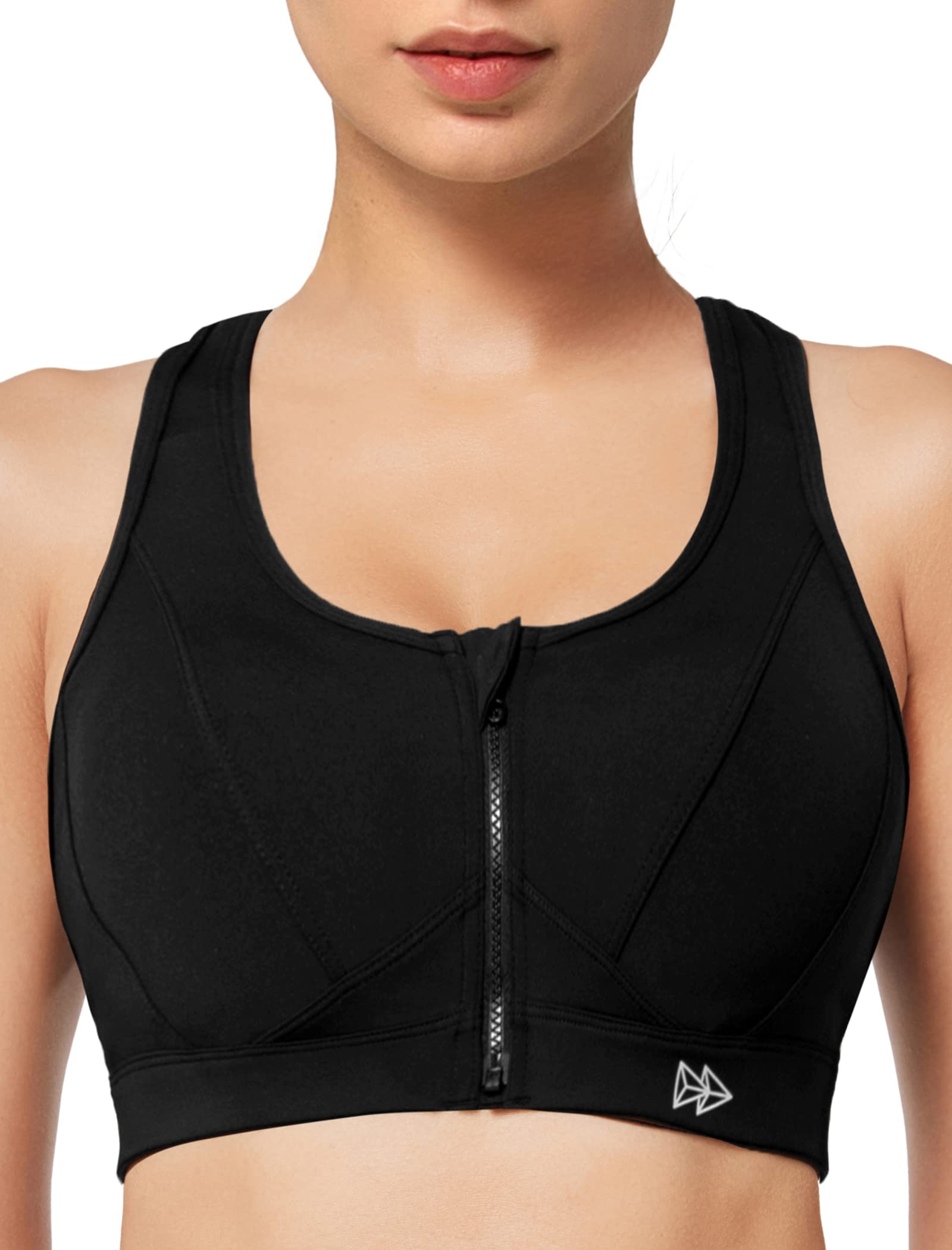 PLUS SIZE Adjustable High Impact Sports Bra Women Zipper Front Padded Yoga  Bras