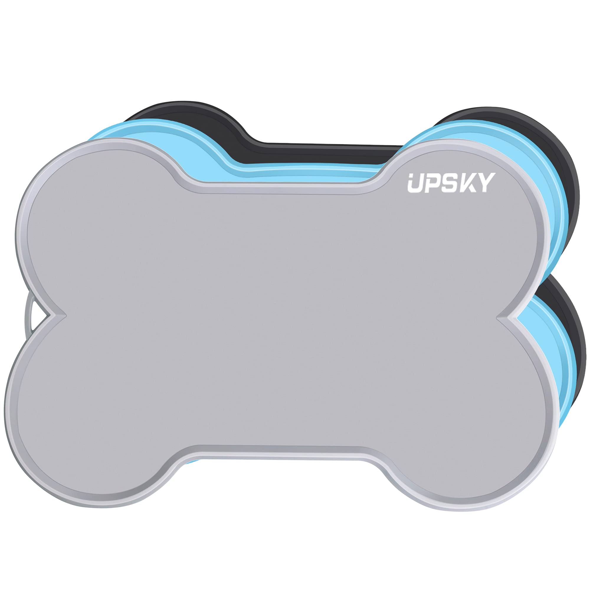 UPSKY Dog Food Mat Dog Cat Bowl Mat for Food and Water, Large 22 x 16 Dog  Feeding Mat for Floors, Waterproof Silicone Pet Placemat Tray Bone Shaped  with Raised Edge B-grey
