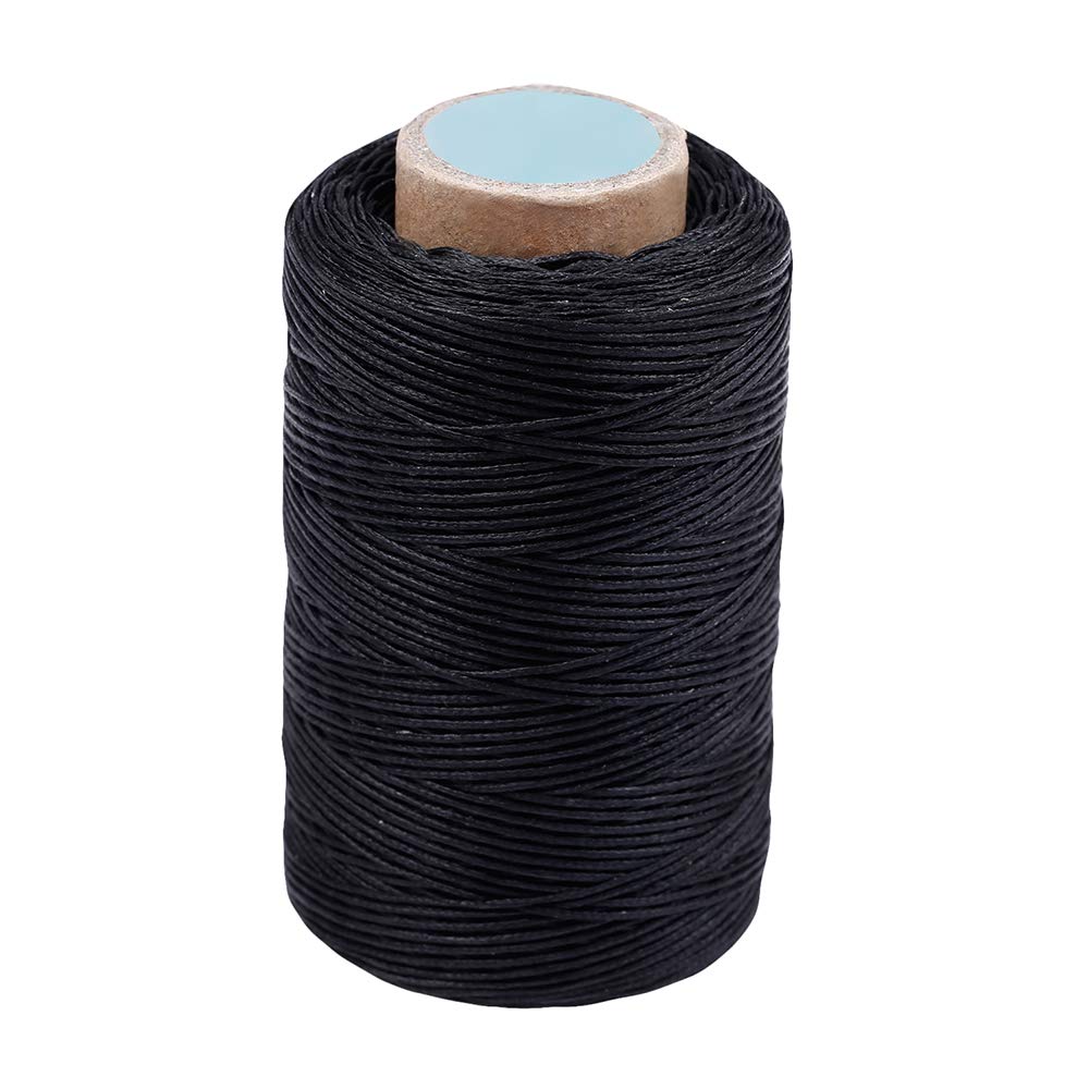 Leather Sewing Thread Stitching String - DIY Craft Flat Waxed Cord 284  Yards (Black)