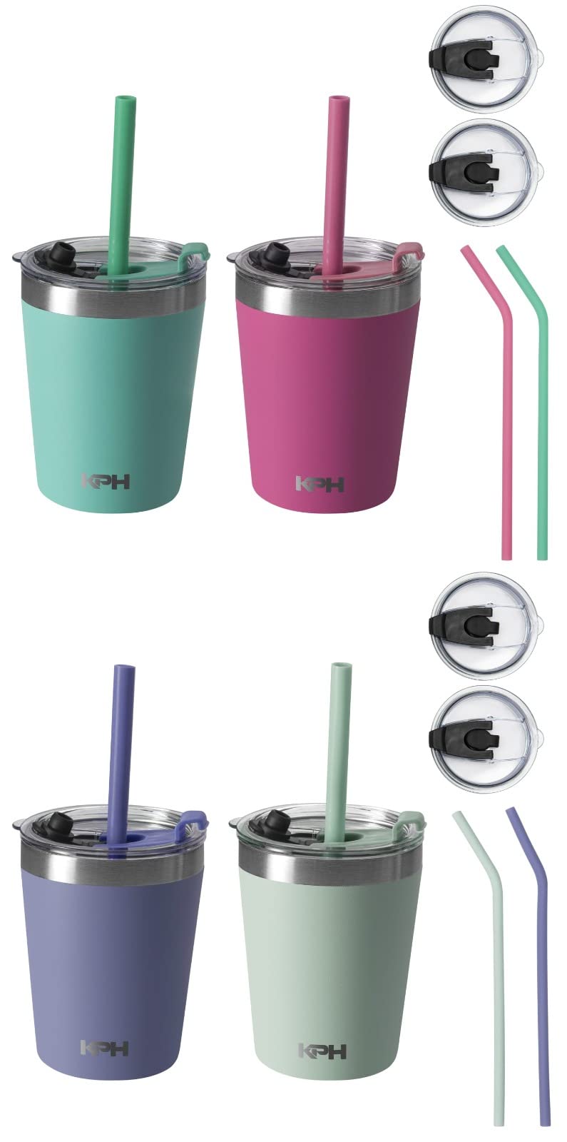 CUPKIN Stackable Stainless Steel Kids Cups - Set of (2) 8 oz