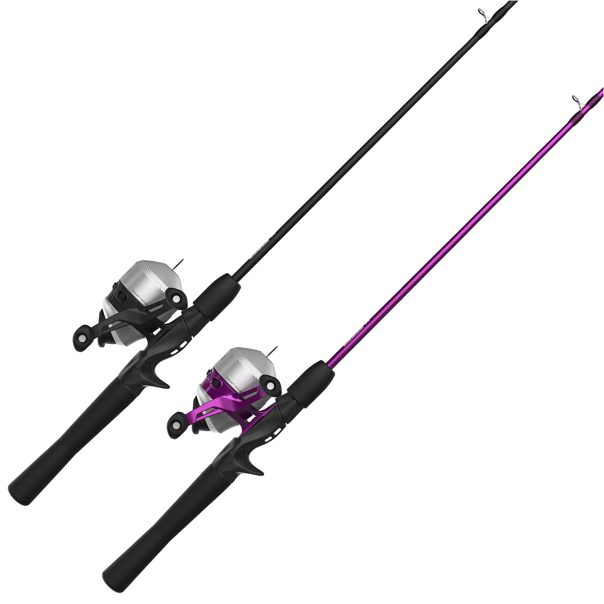 Zebco 33 Spincast Reel and 2-Piece Fishing Rod Combo 5-Foot 6-Inch Durable  Fiberglass Rod Quickset Anti-Reverse Fishing Reel with Bite Alert Pink  Black - 2 Pack