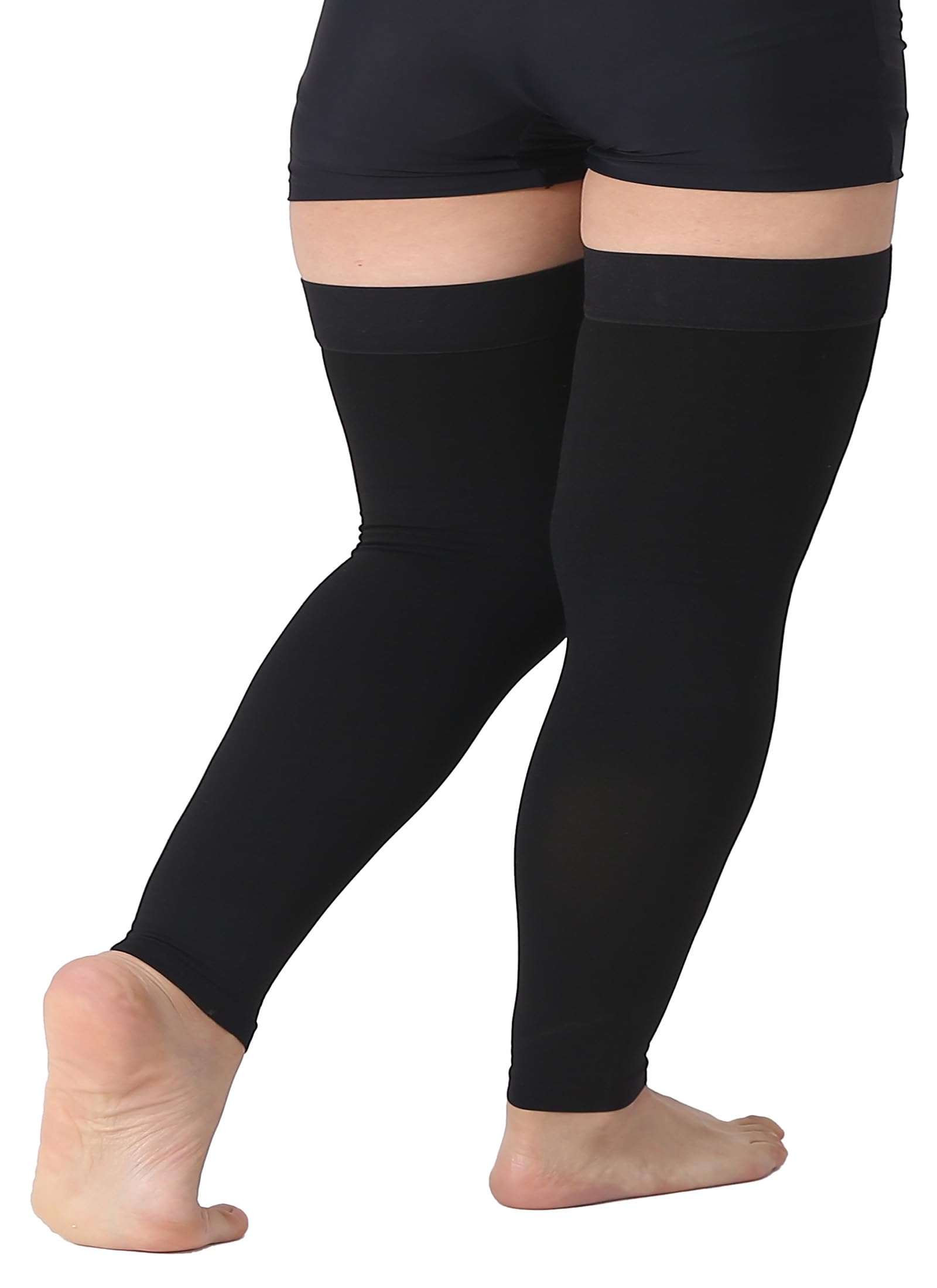 TOFLY Thigh High Compression Stockings Opaque 1 Pair Firm Support 20-30  mmHg Gradient Compression with Silicone Band Footless Compression Sleeves  Treatment Swelling Varicose Veins Edema. XL 15-20mmhg Black