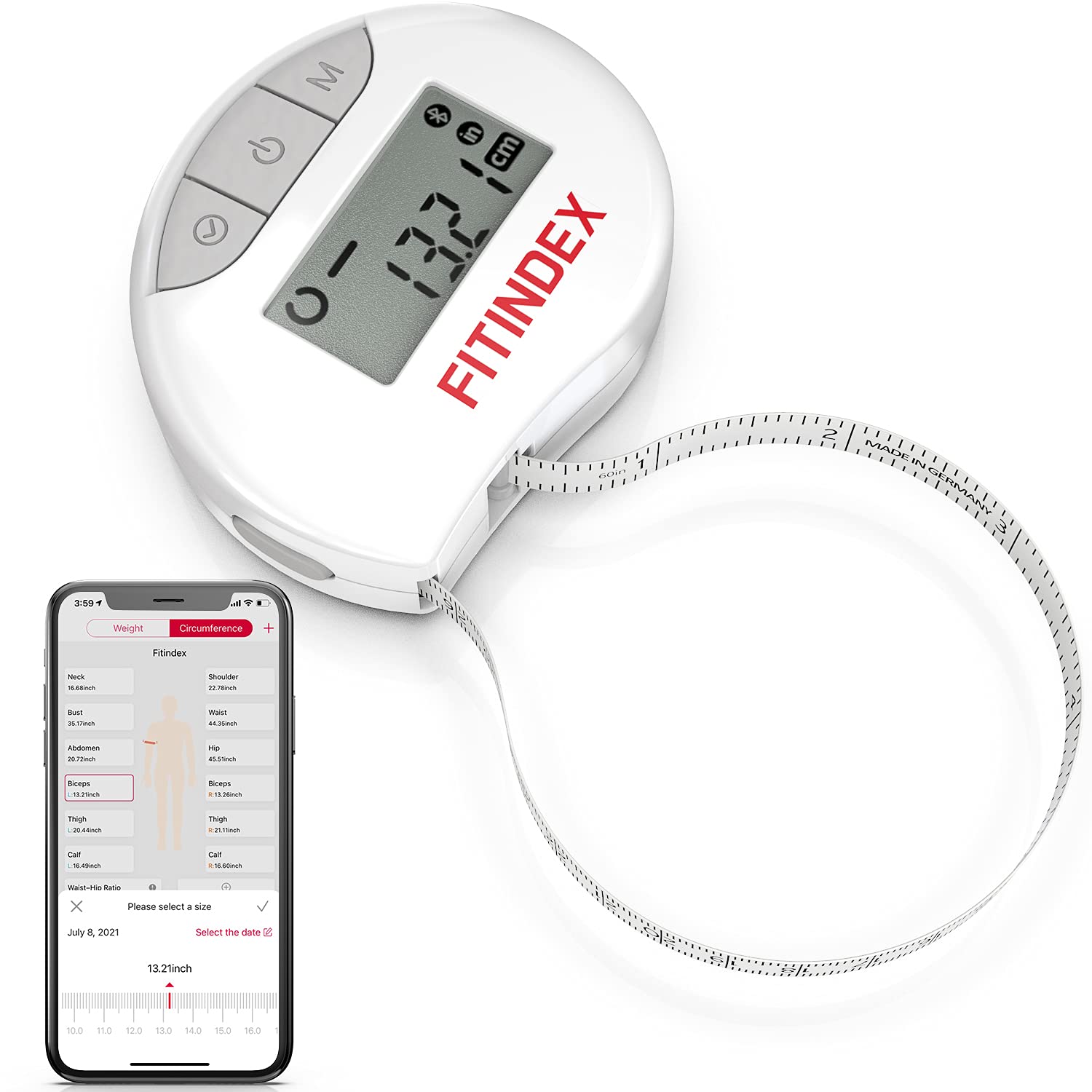 Smart Body Tape Measure, FITINDEX Bluetooth Digital Measuring Tape