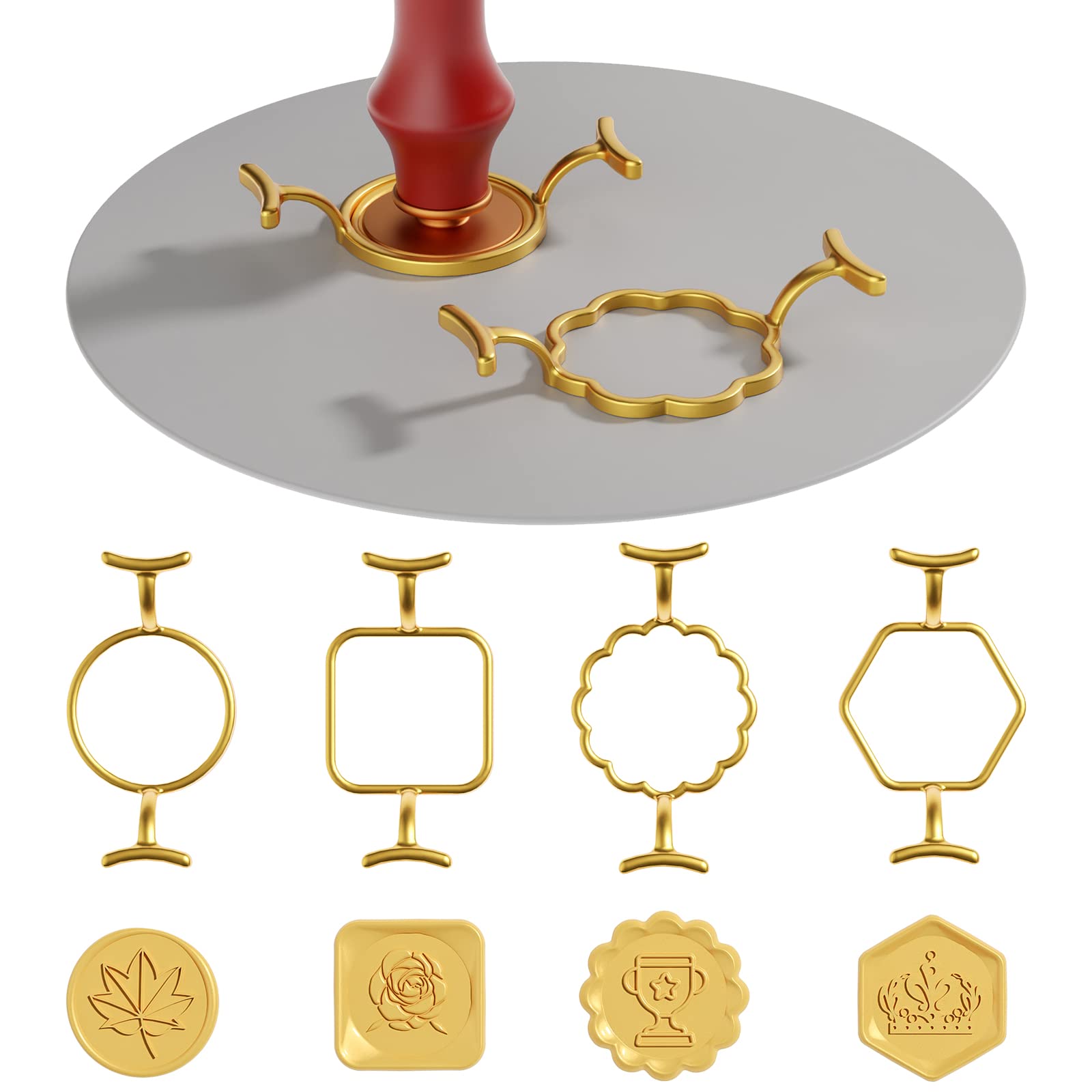 Sweet password 4PCS Metal Wax Seal Molds for 1 Inch Wax Seal Stamp Wax Seal  Stamp Rings Set with 1PC Silicone Mat Sealing Wax Stamp Kit Gold-4pcs