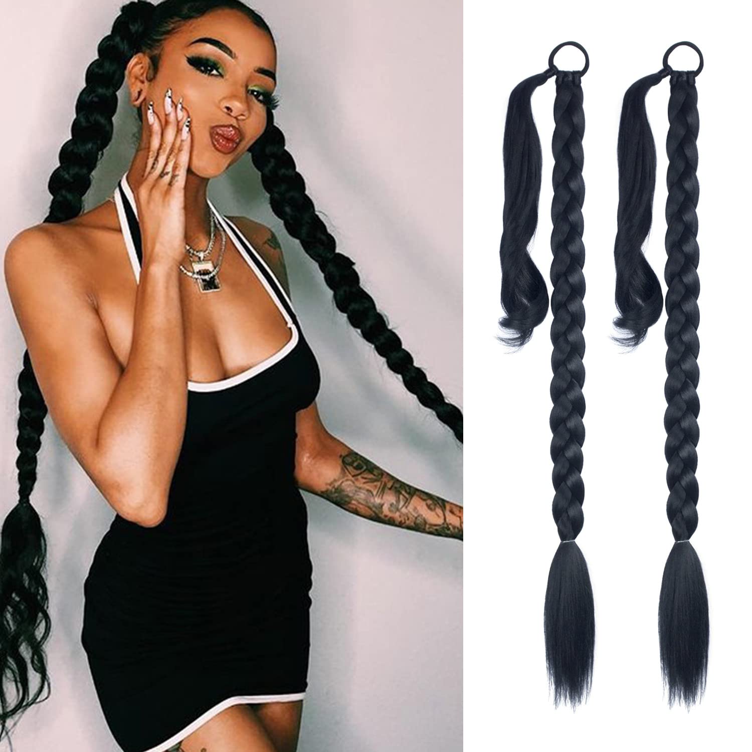 30 Inch Long Braided Ponytail Extension For Women Ponytail