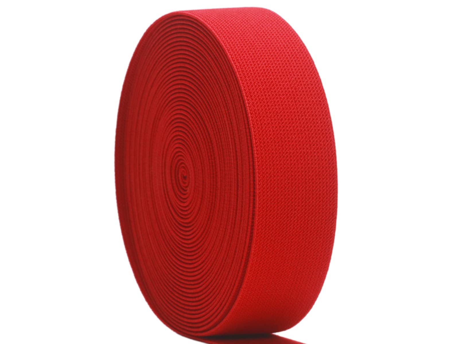 JESEP 1 1/2 Inch 10 Yards Red Knit Elastic Band Double-Side Twill
