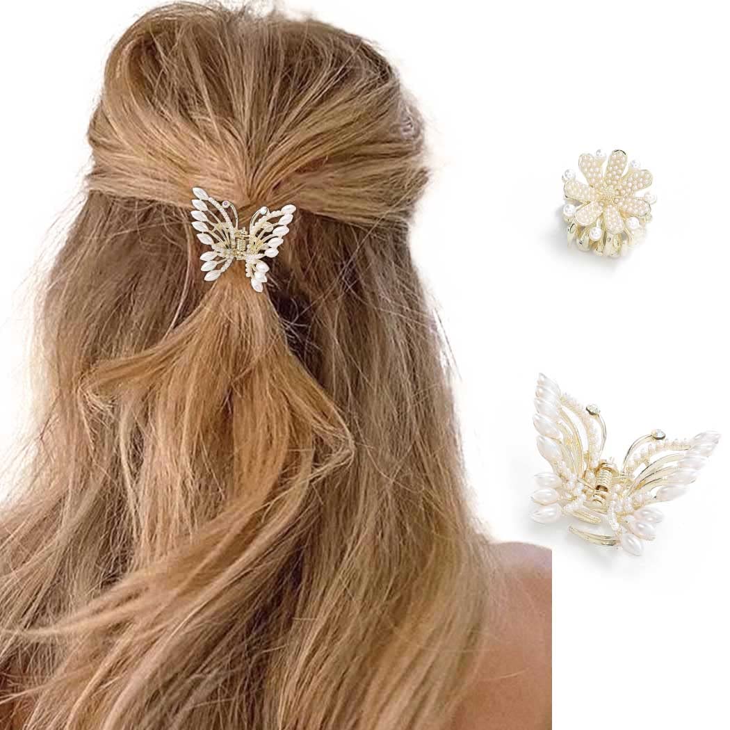 Gold Rhinestones Star Hair Claw Clip Pins Bridal Wedding Women's