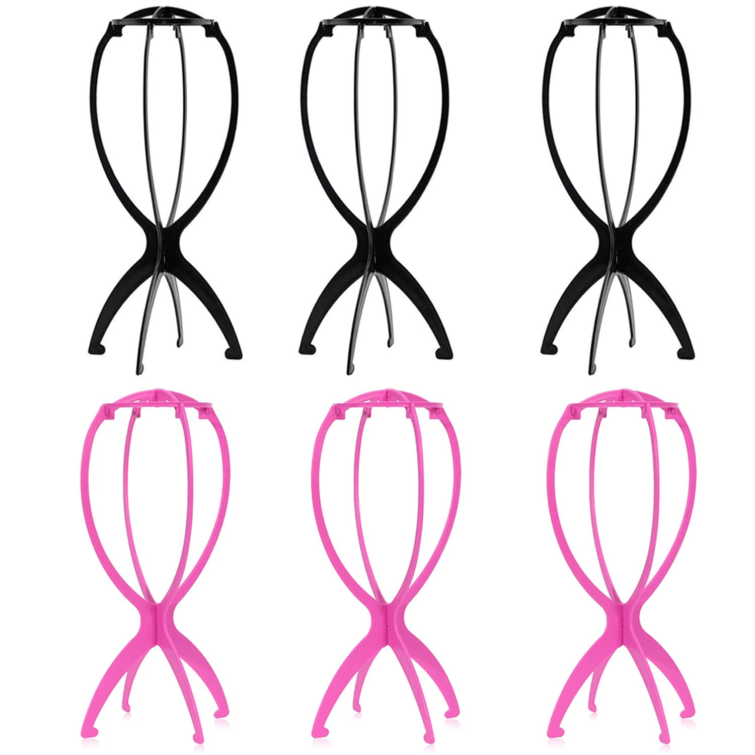 YANTAISIYU 2 PCS 14.2 Inches Wig Stands Wig Head Stand Travel Wig Stand  Portable Wig Holder for Women Wigs Display Stand (Pink)