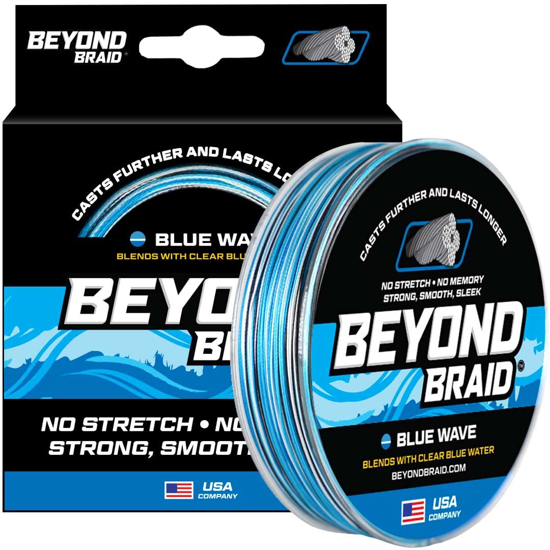 Beyond Braid Braided Fishing Line - Abrasion Resistant - No Stretch - Super  Strong -Blue Camo, Moss Camo, White, Green, Pink, Blue, 4 Strand 8 Strand  Blue Wave 30LB (500 Yards)