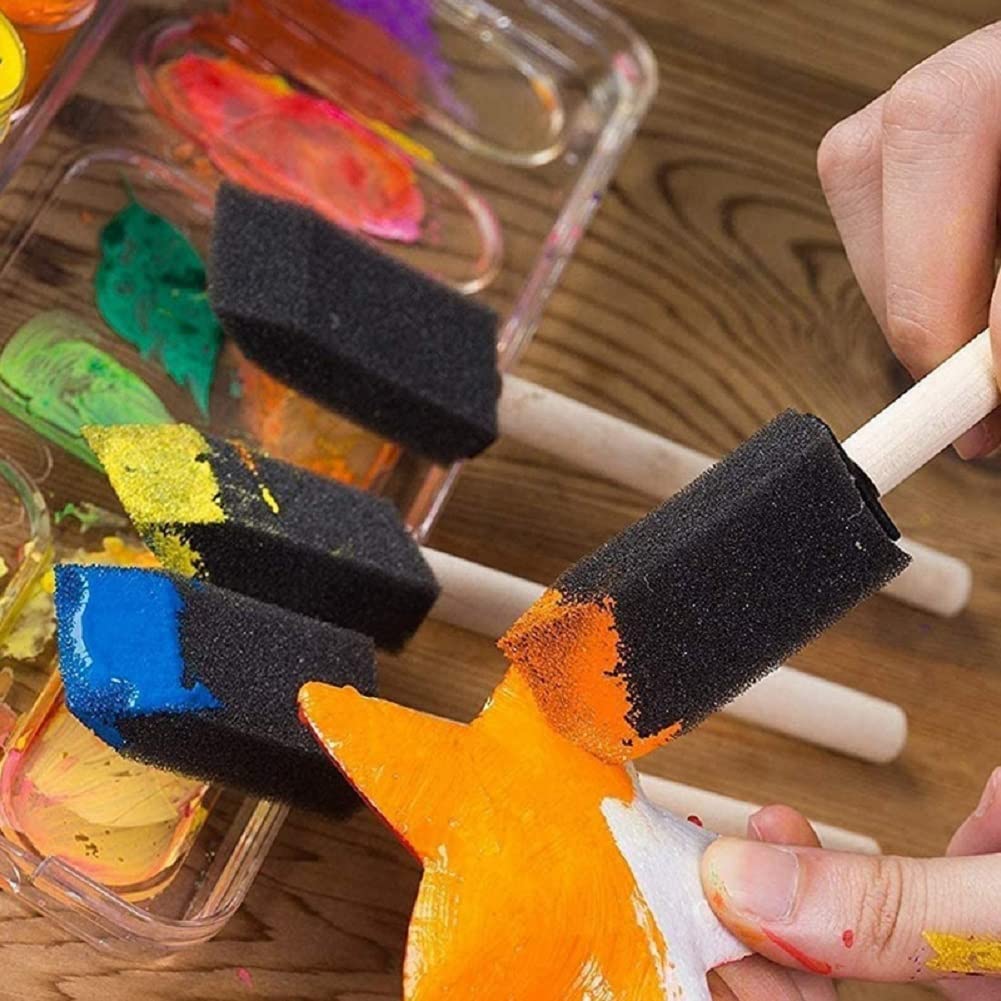 InfantLY Bright 10Pcs/Set Foam Paint Brushe, 1 inch Sponge Paint Brushes Paint  Sponges Foam Brushes