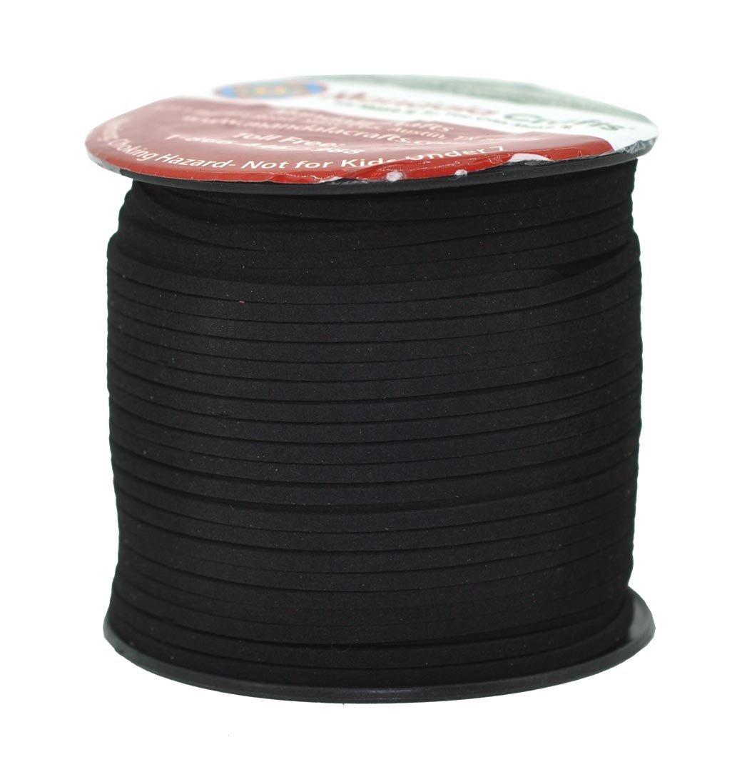 Mandala Crafts 100 Yards 2.65mm Black Faux Suede Cord - Flat Vegan Leather  Cord for Jewelry