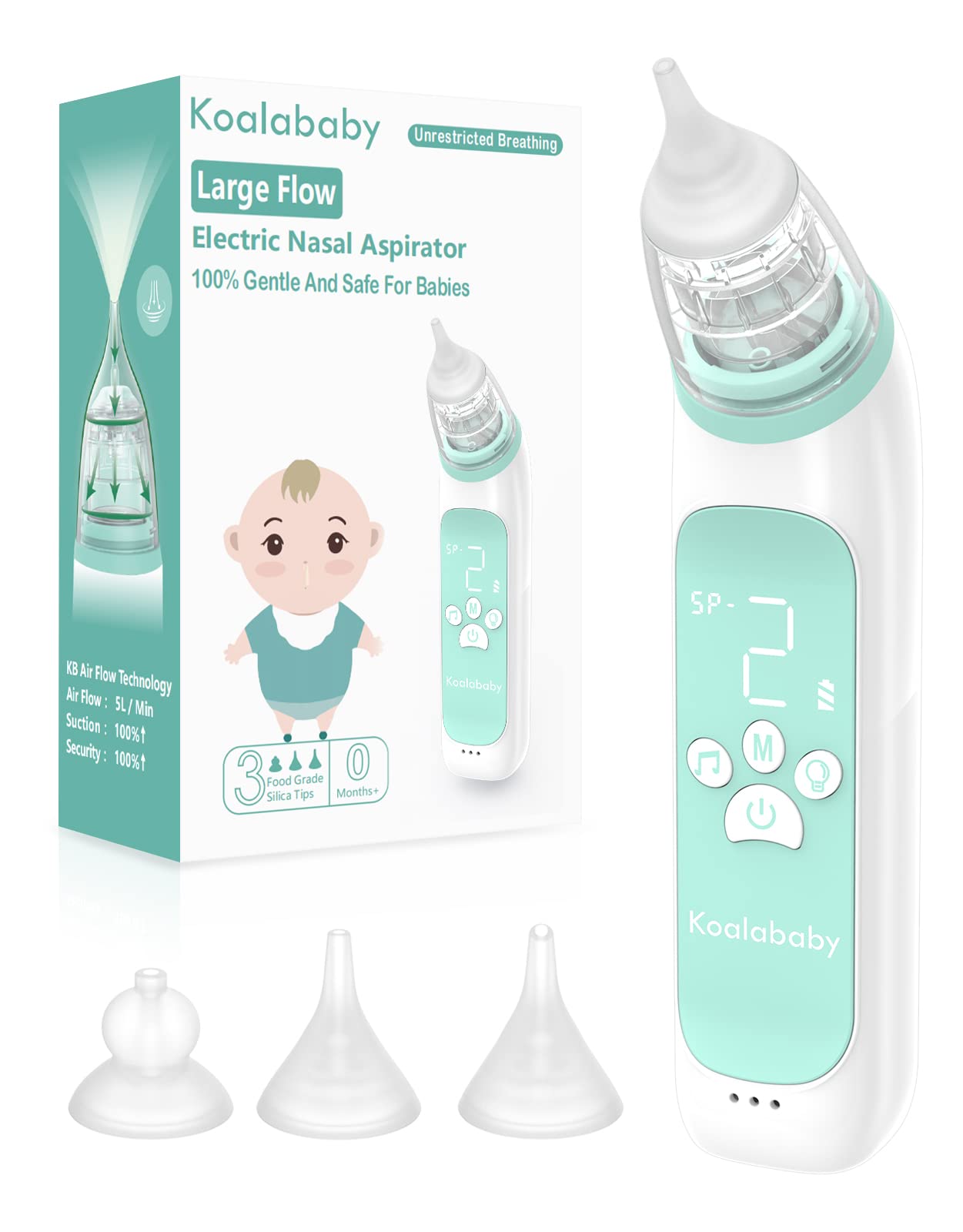 Nasal Aspirator, Nose Sucker Electric Nose Cleaner With 6 Suction