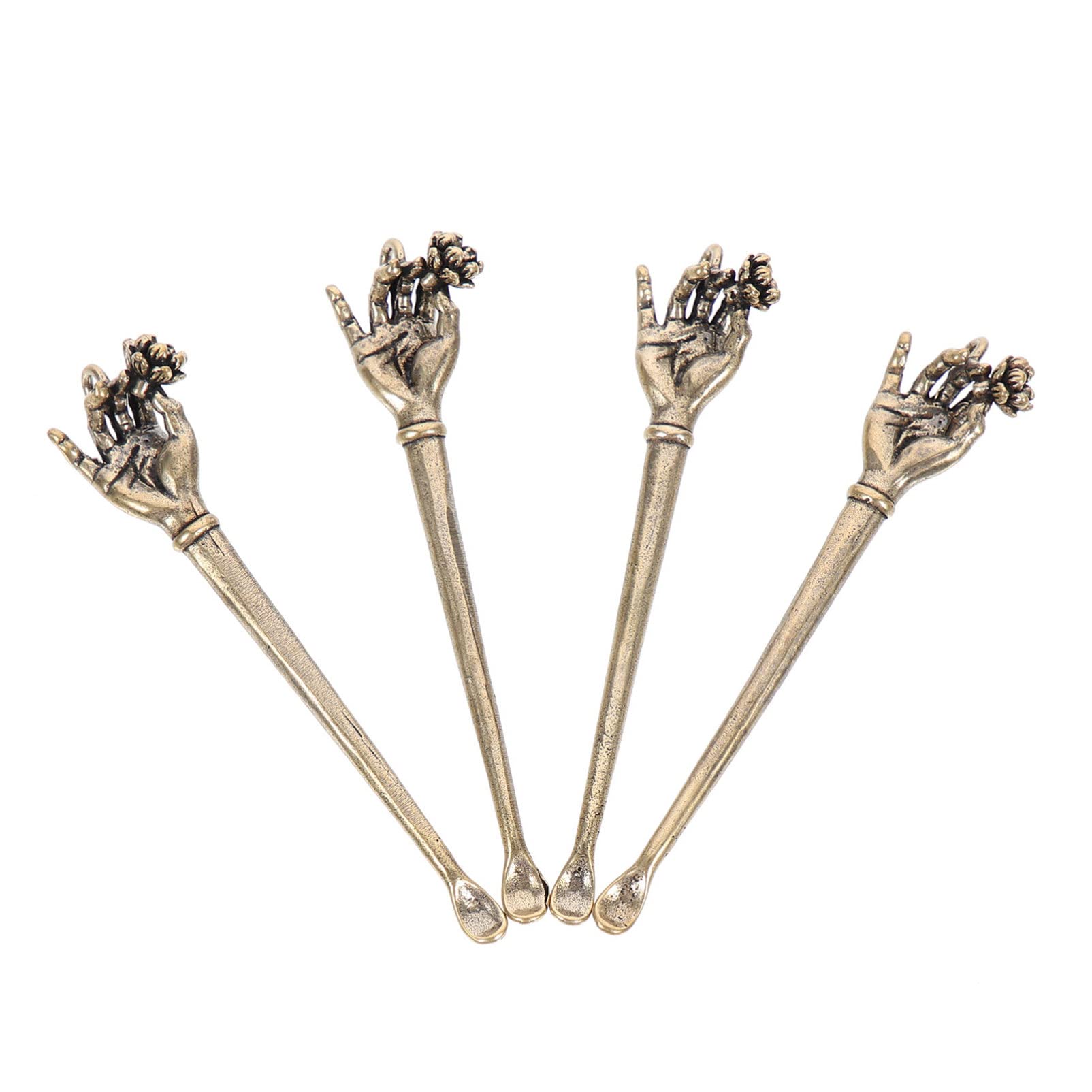 Zerodeko Spoons Set 4Pcs Vintage Rose Charms Brass Ear Gold Tiny