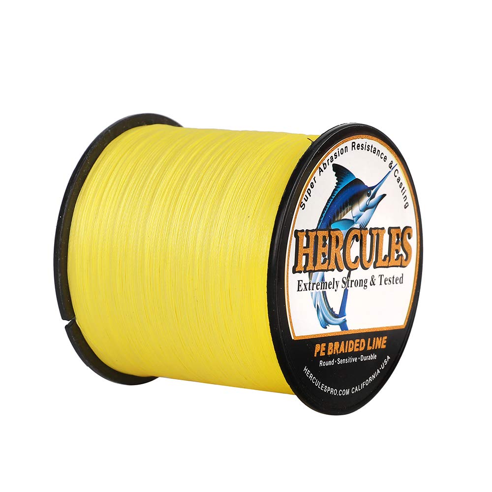 HERCULES Cost-Effective Super Strong 4 Strands Braided Fishing Line 6LB to  100LB Test for Salt-Water, 109/328 / 547/1094 Yards (100M / 300M / 500M /  1000M), Diam# 0.08MM - 0.55MM, Hi-Grade Yellow