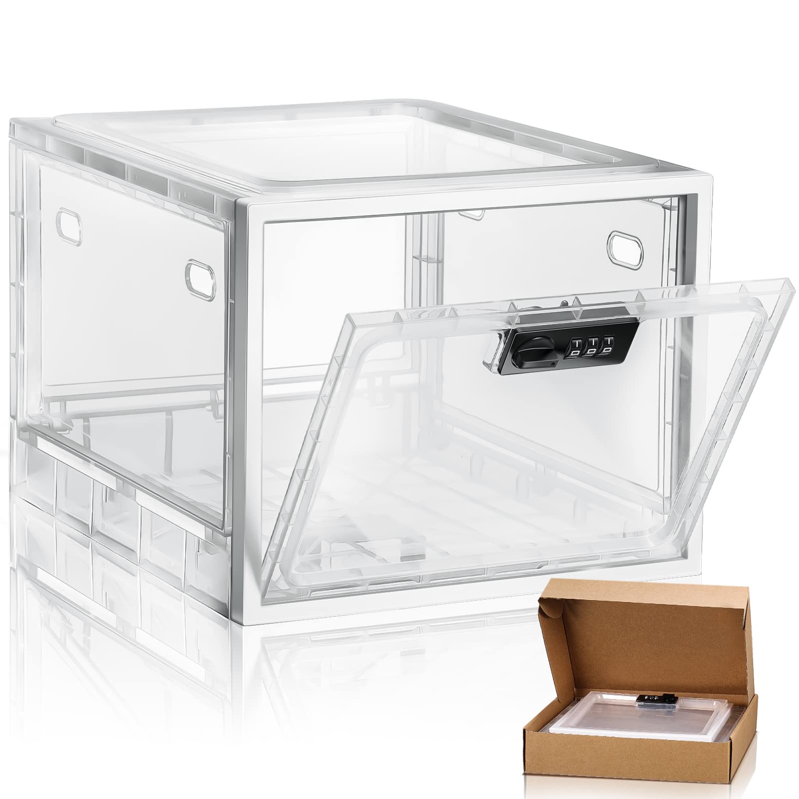 Fridge Locker Box - Portable Refrigerator Food, Snacks, Beverage, Medicine  Lockable Safe Container Storage Combination 